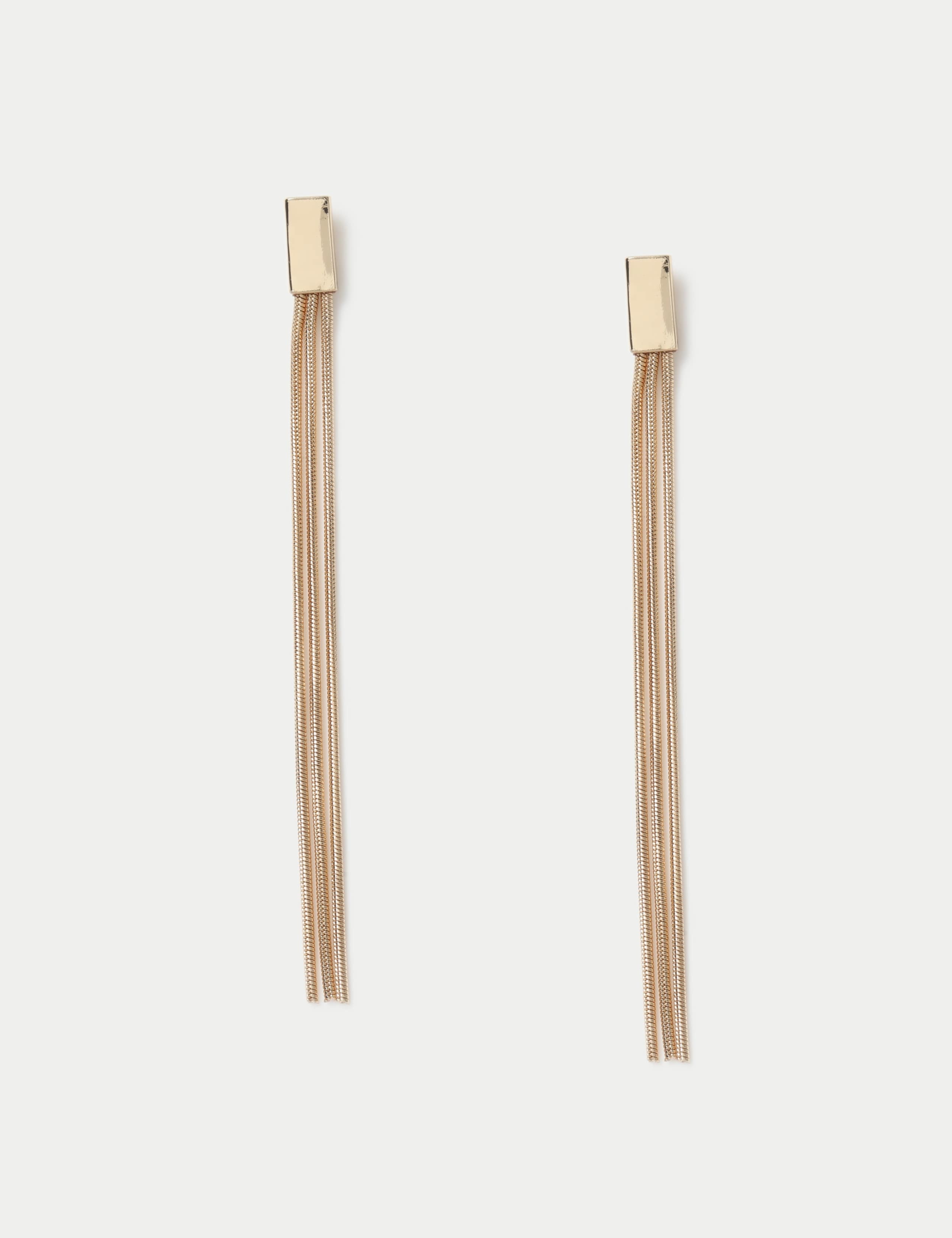 Gold Tone Slinky Long Drop Earrings