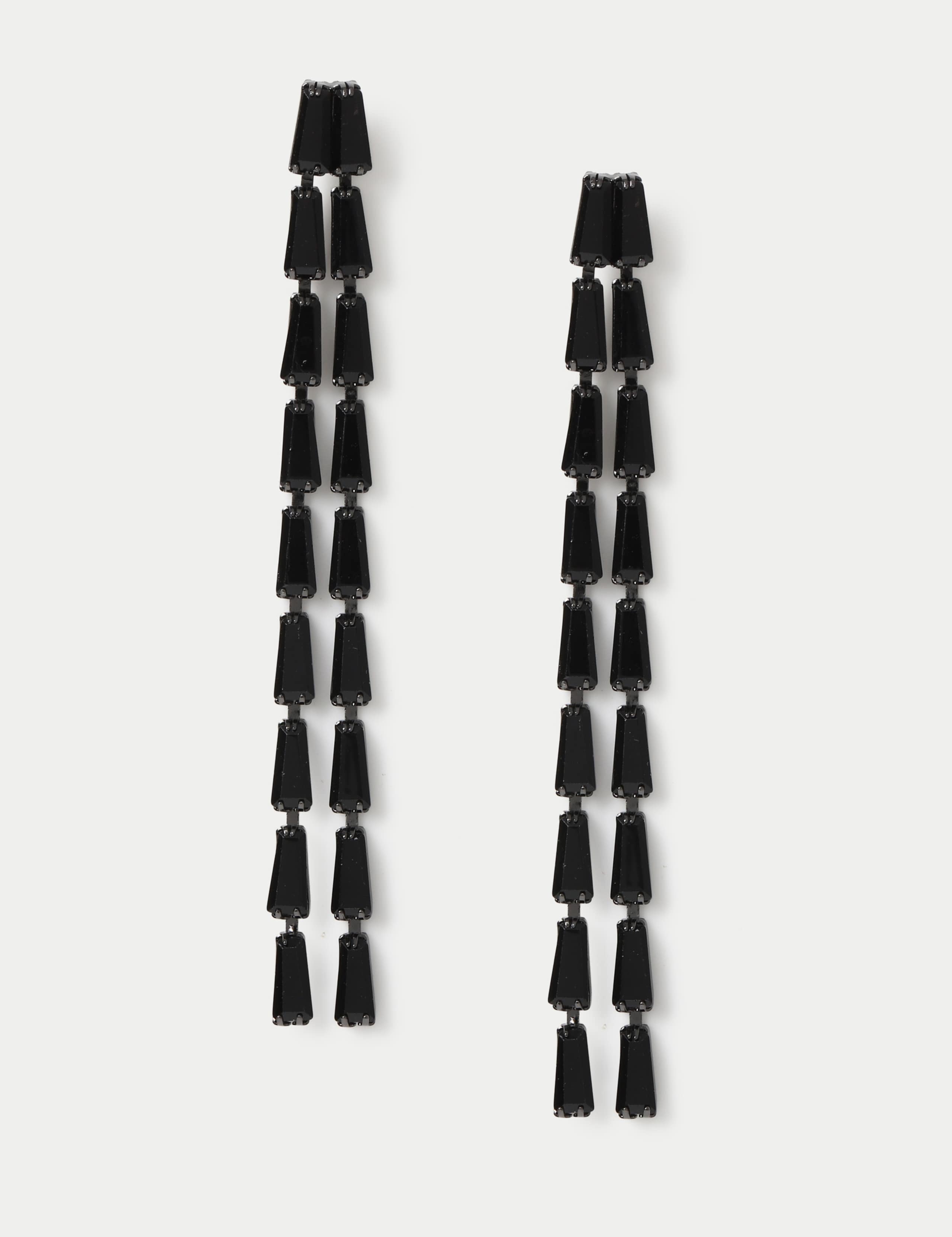 Skinny Jet Long Drop Earrings