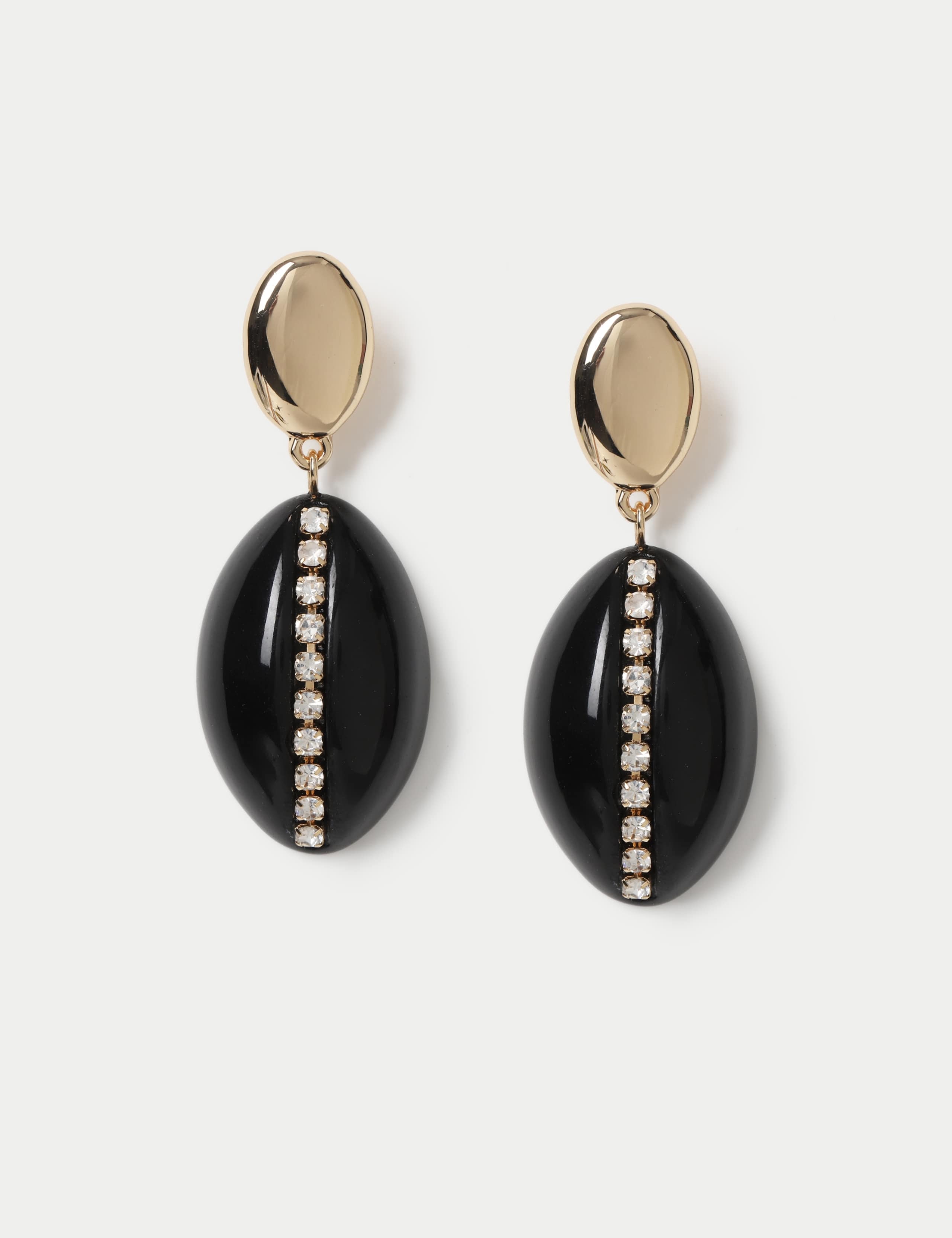 Black Resin and Cupchain Drop Earrings