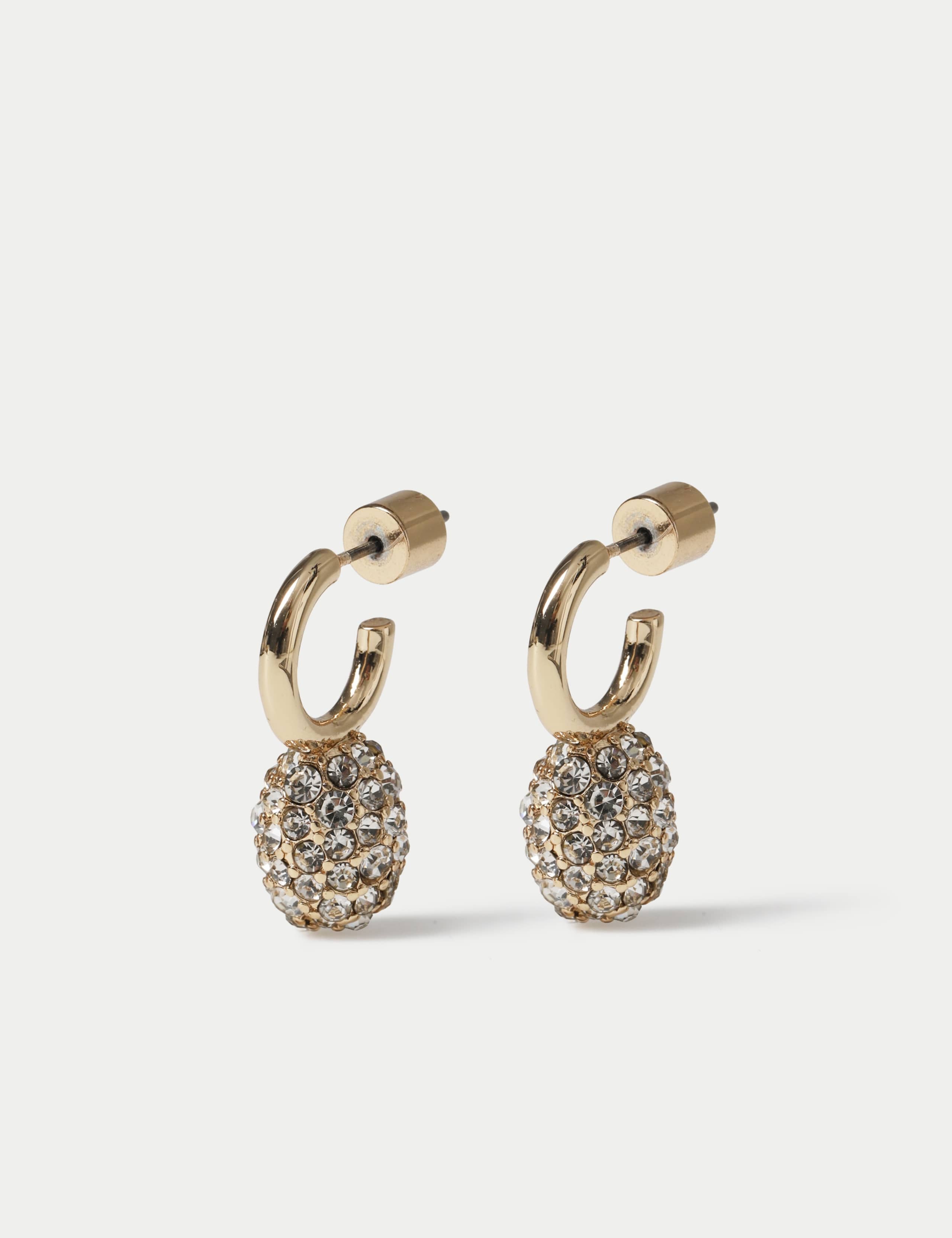 Crystal Pave Sphere Hoop Earrings