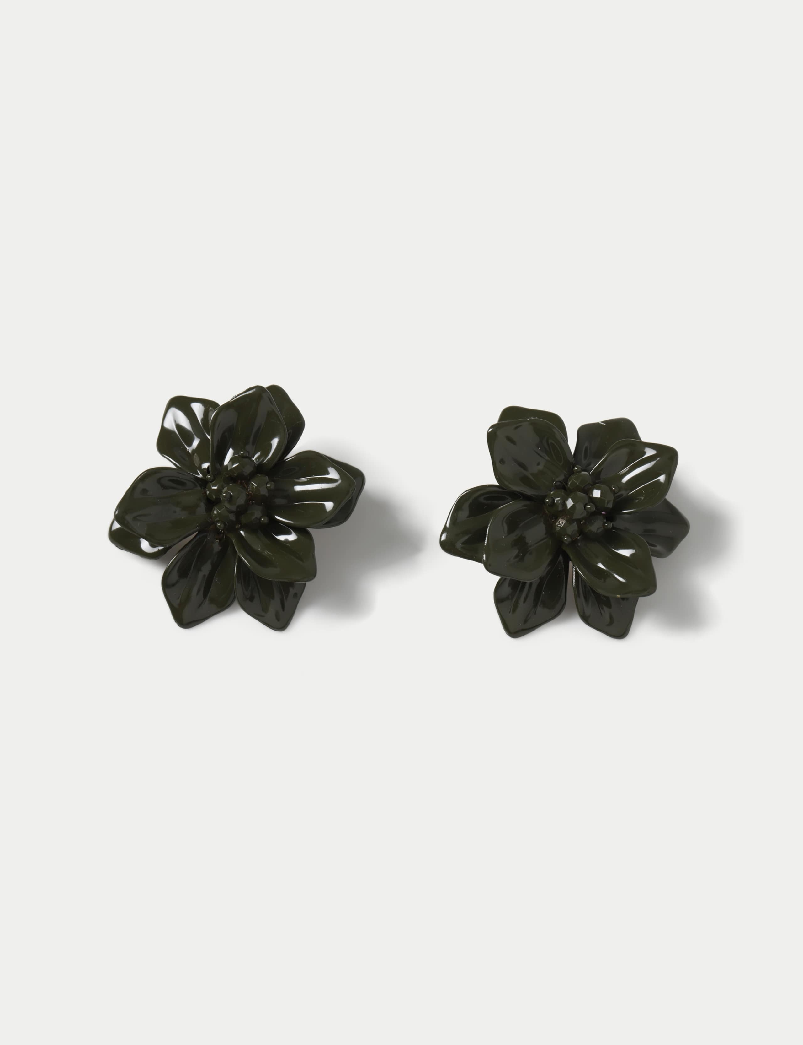 WW Khaki Flower Statement Earrings