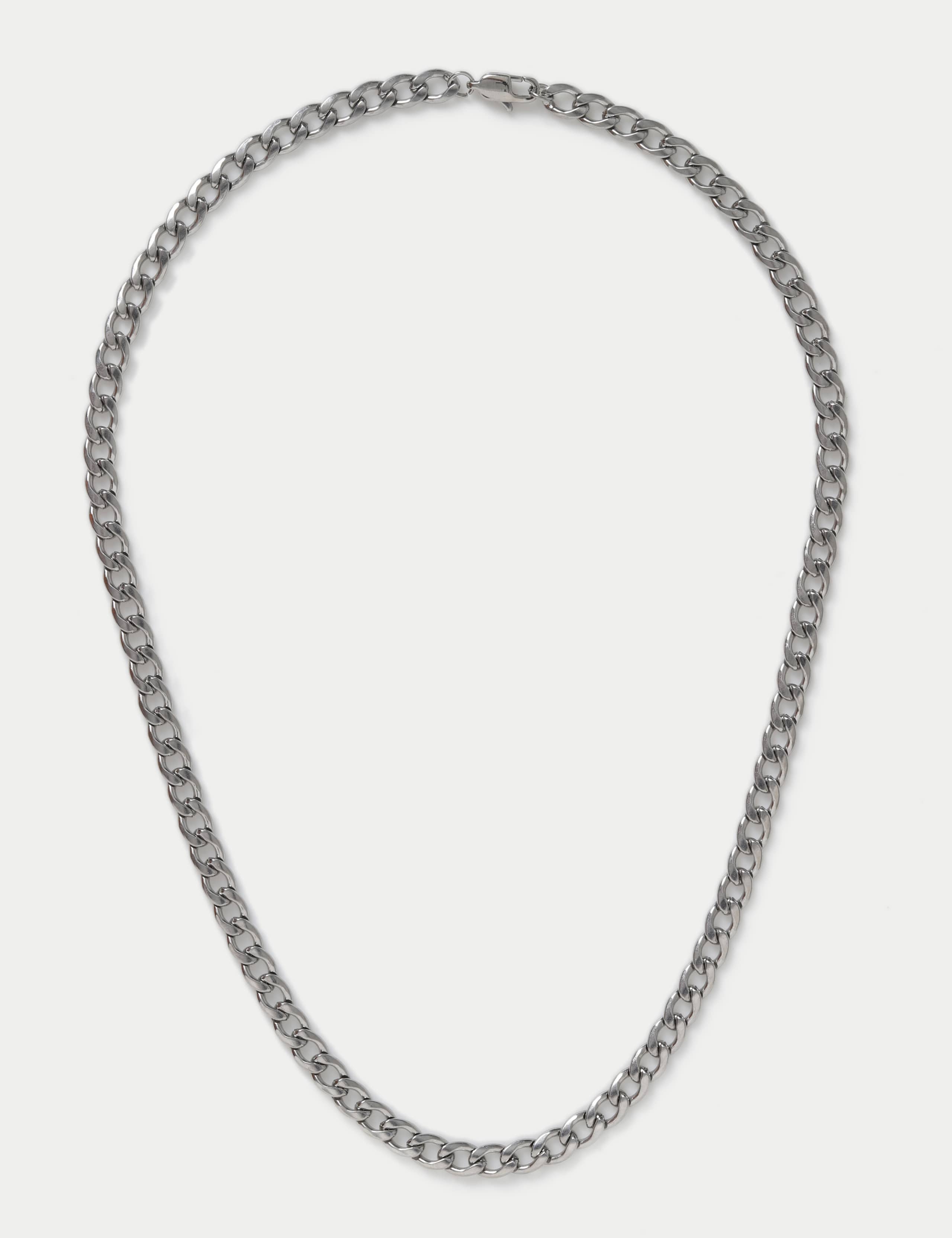 Waterproof Stainless Steel Silver Tone Chain Necklace