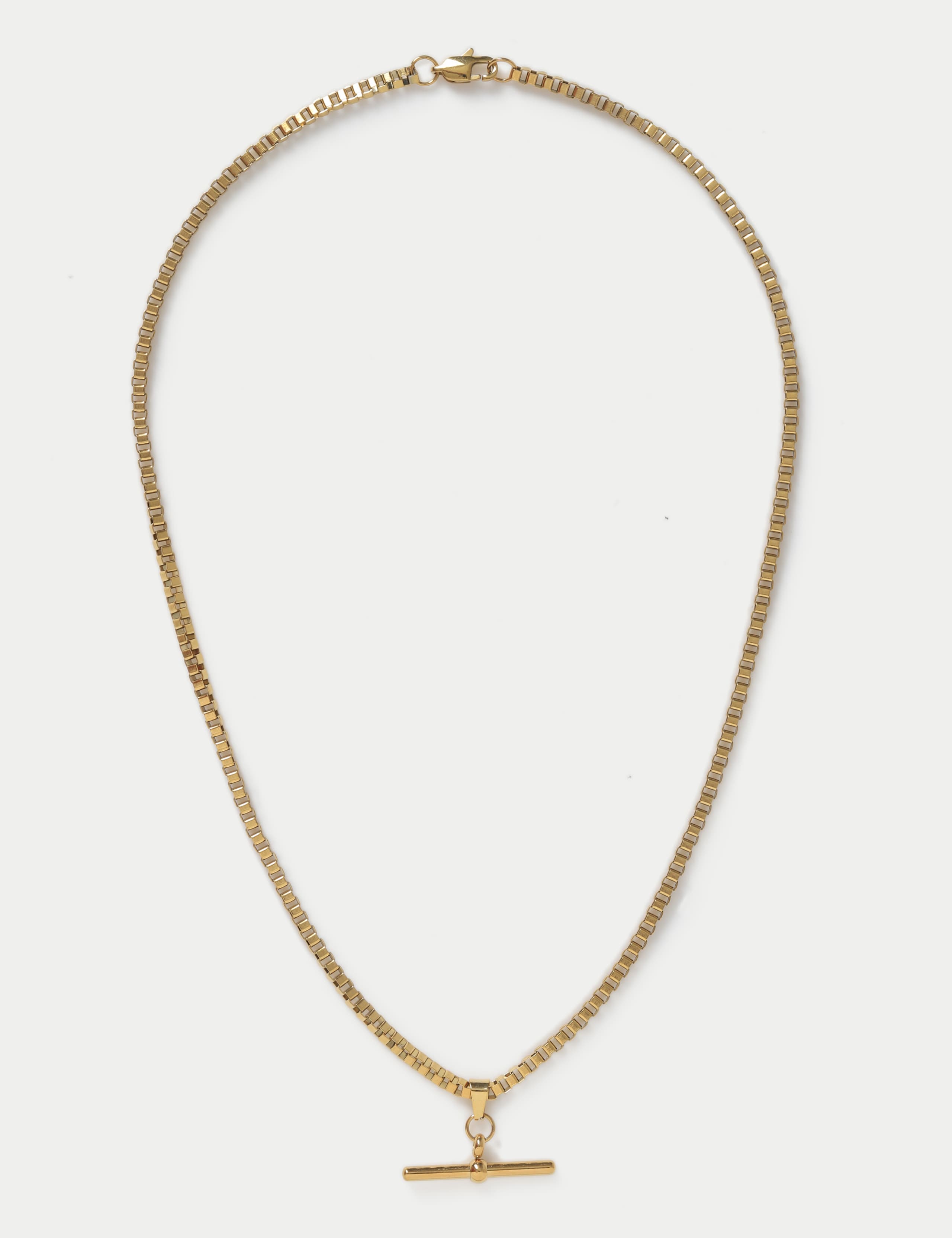 Waterproof Stainless Steel Gold Plated T-Bar Necklace