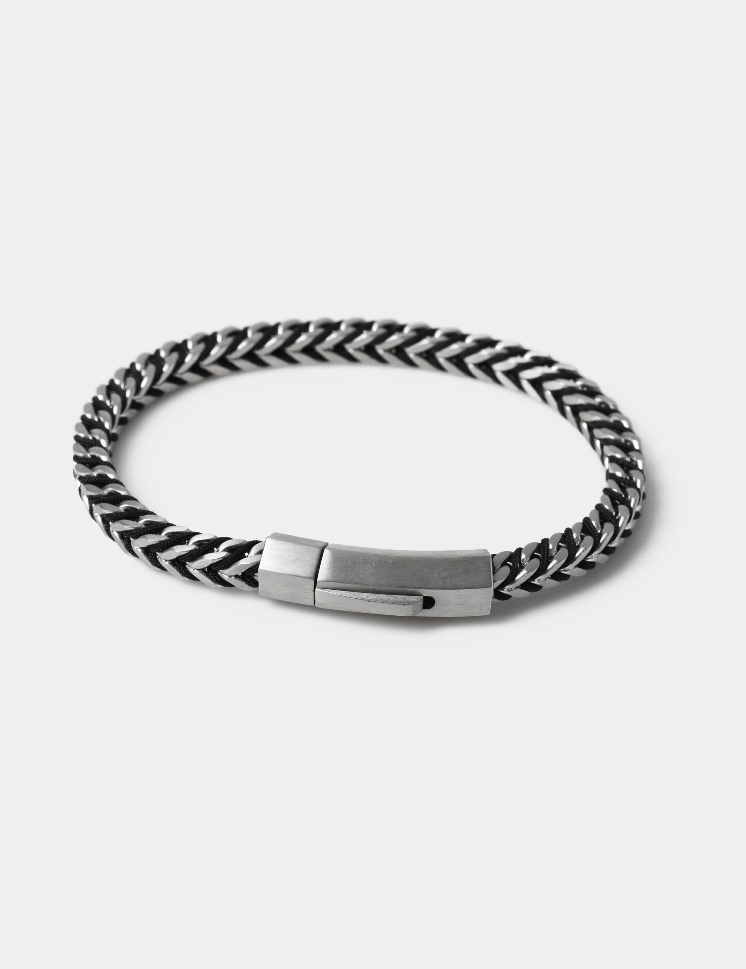 Stainless Steel and Cord Chain Bracelet
