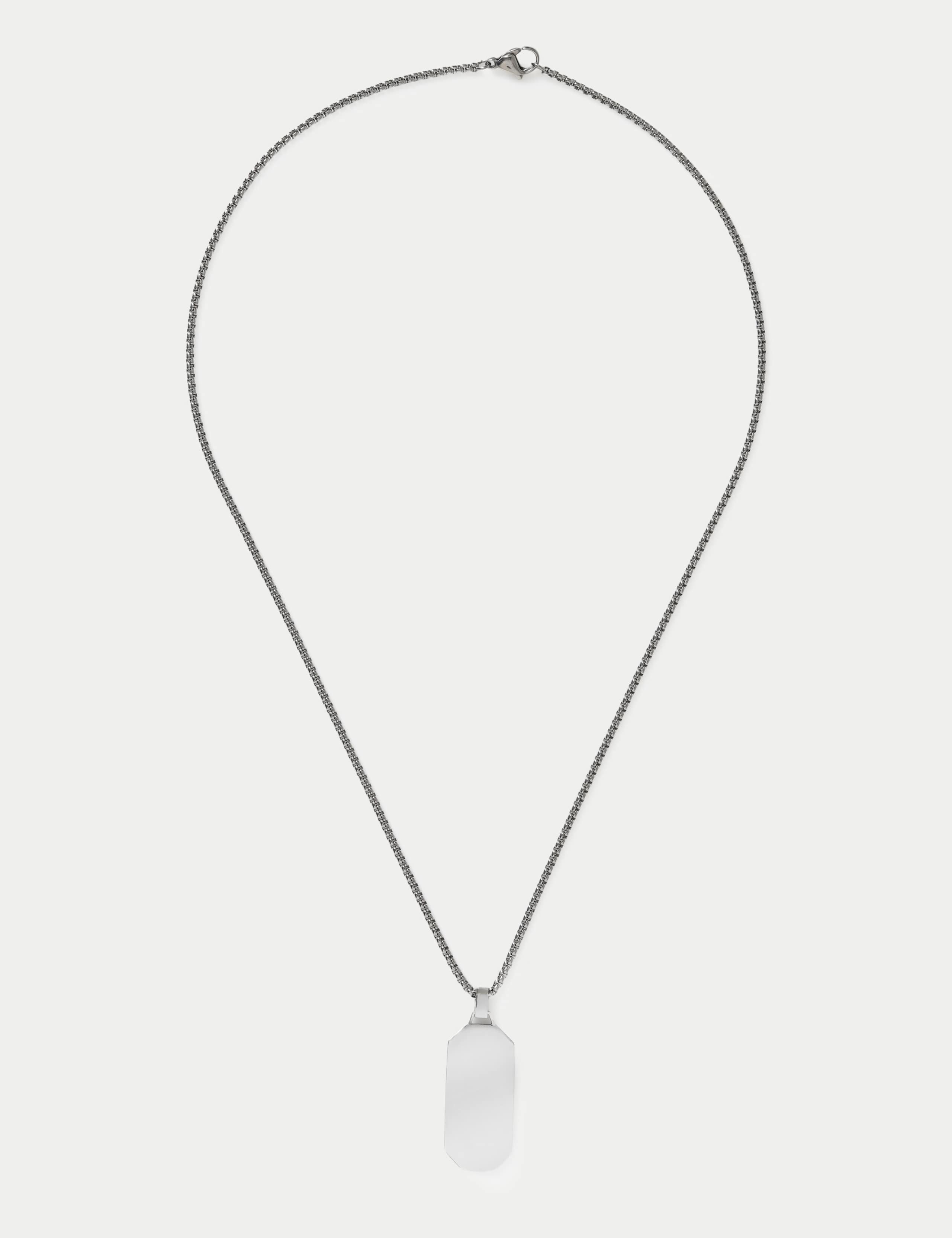 Stainless Tag Pendant Necklace
