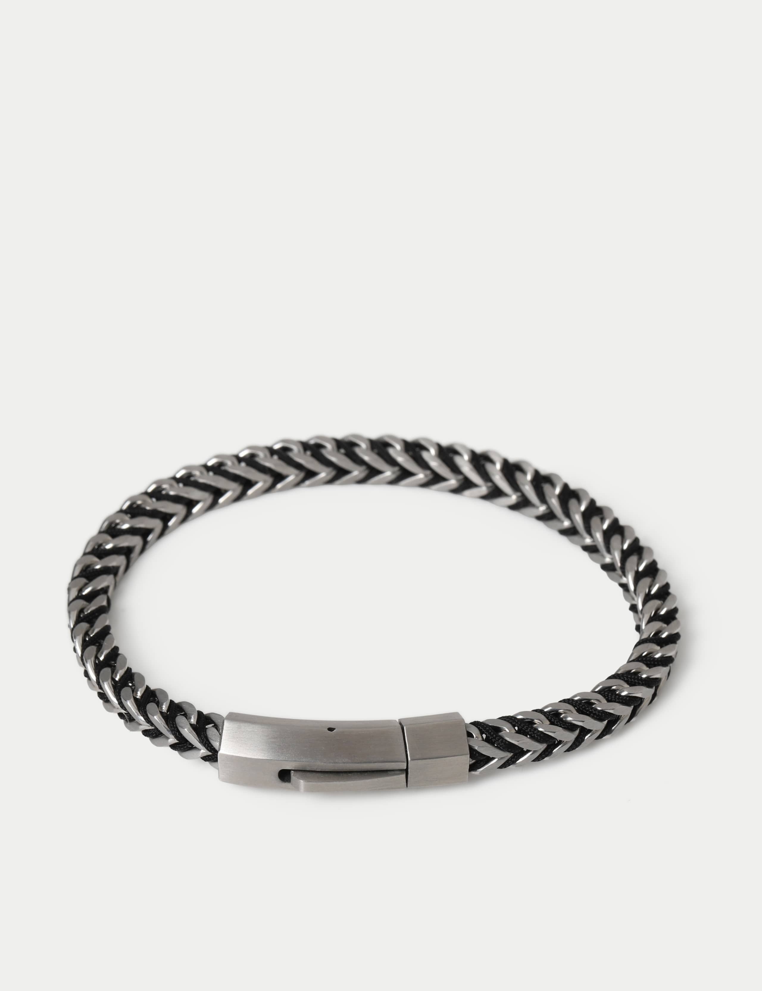 Stainless Cord and Chain Bracelet