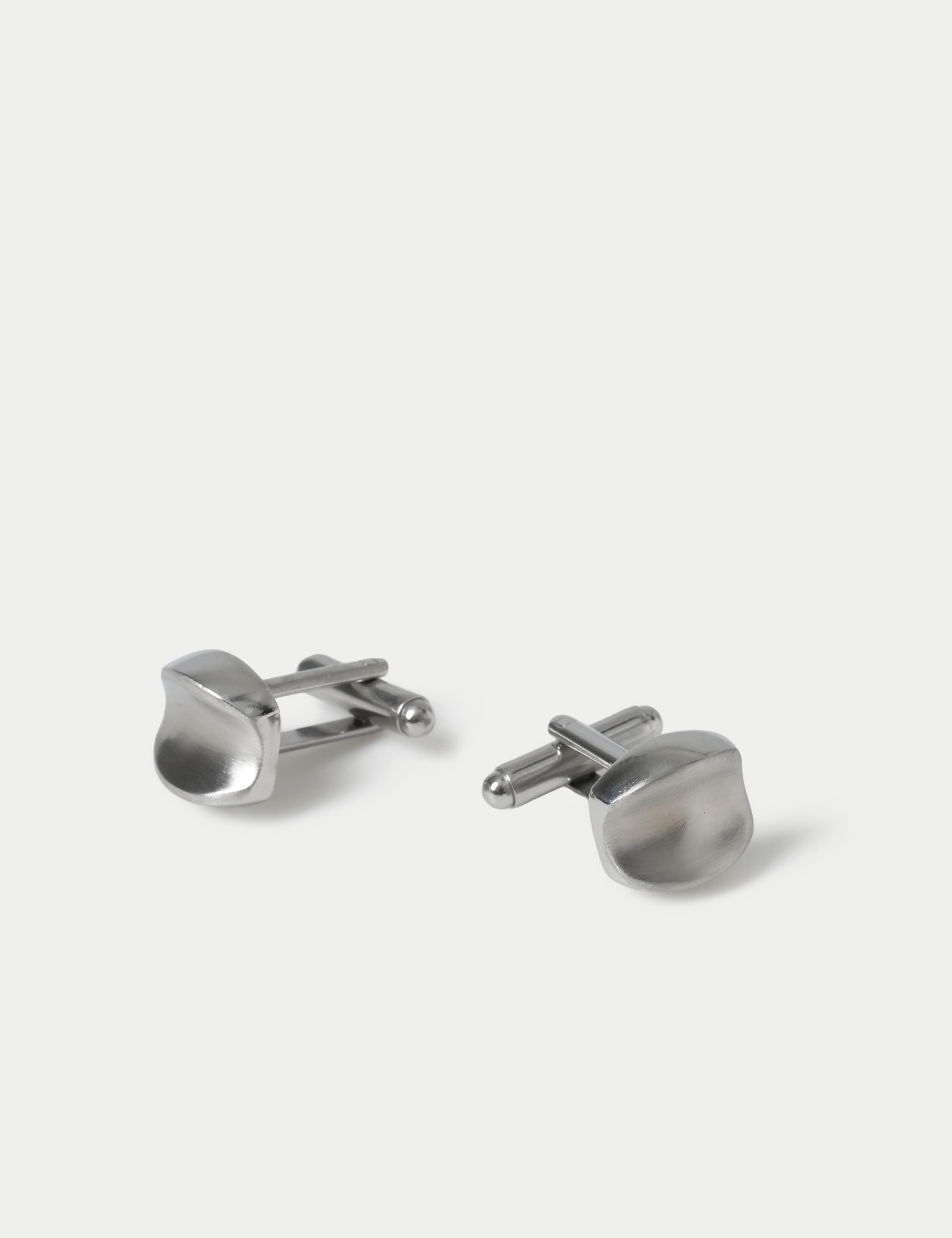 Autograph Brushed Bean Cufflink