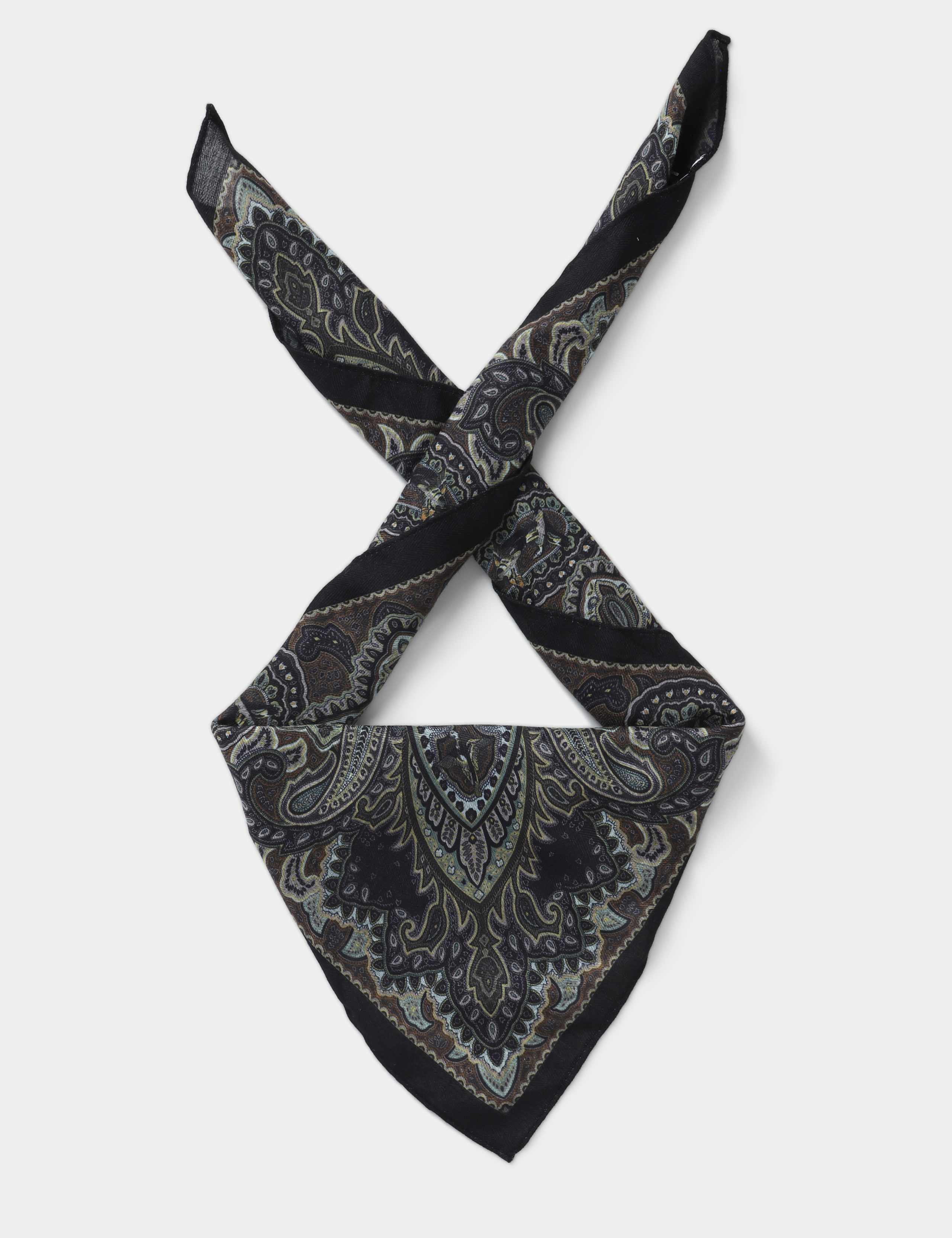 Navy Green Warm Paisley Scarf