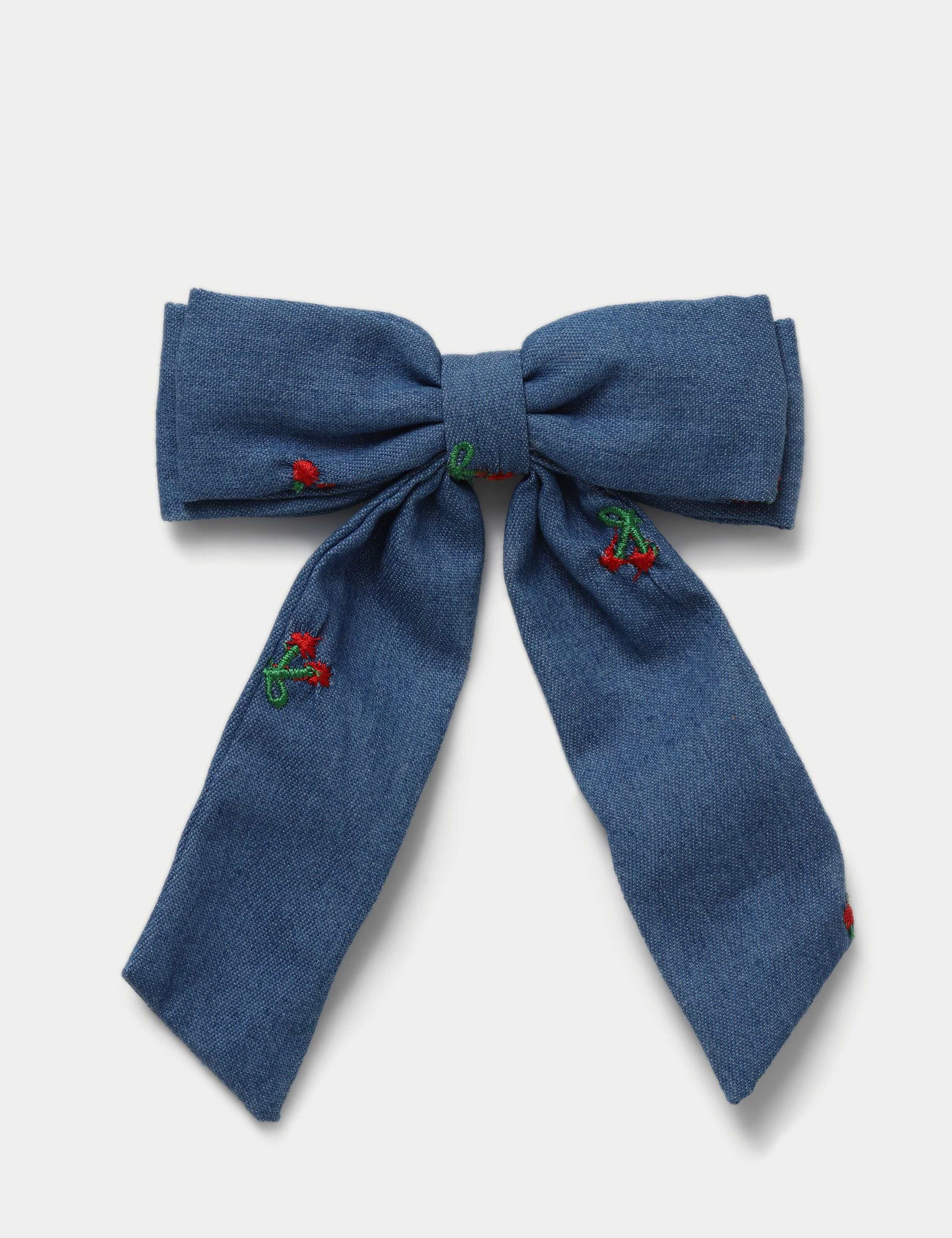 YG Fruit Embroidered Denim Bow