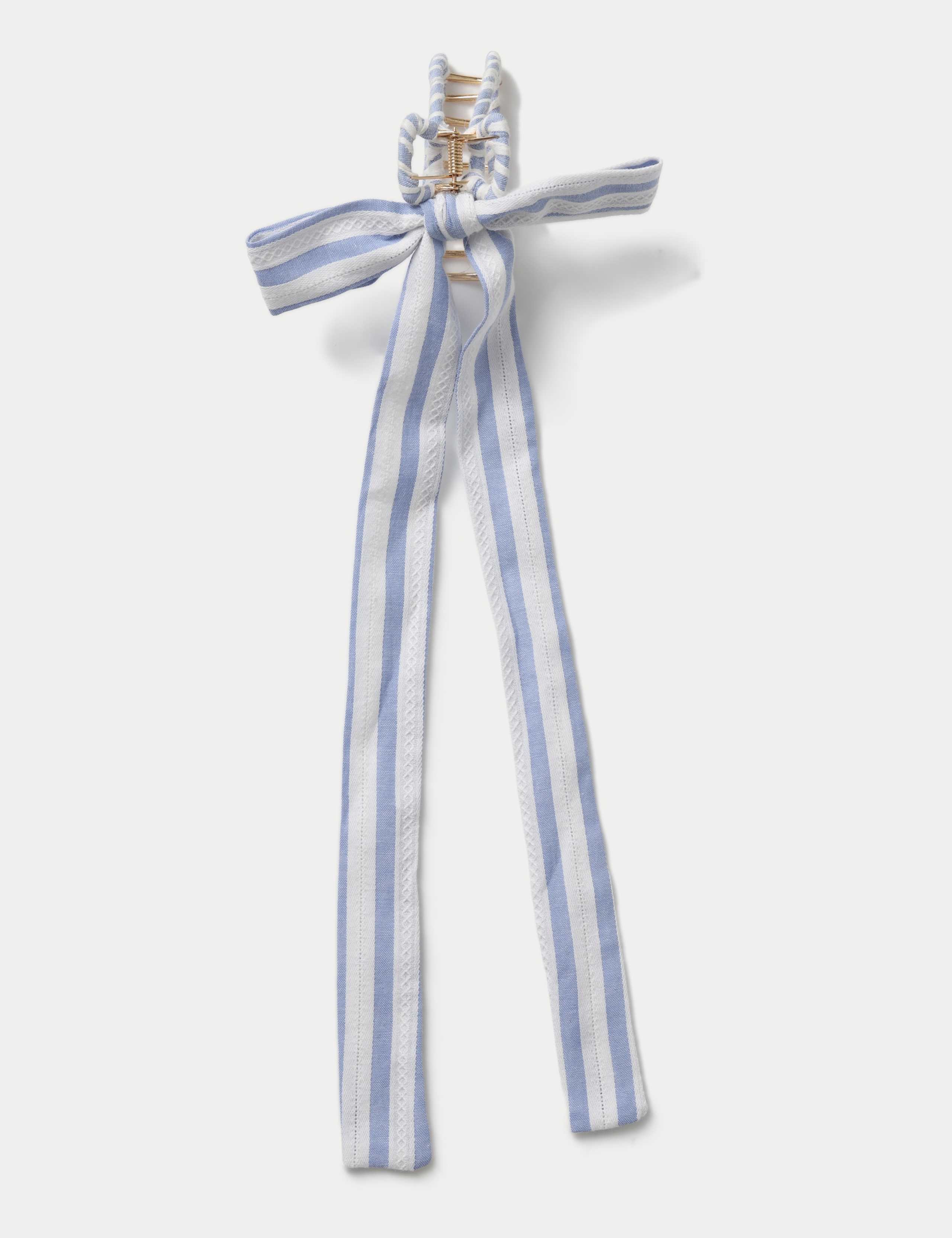 Blue and White Stripe Wrapped Bow Claw