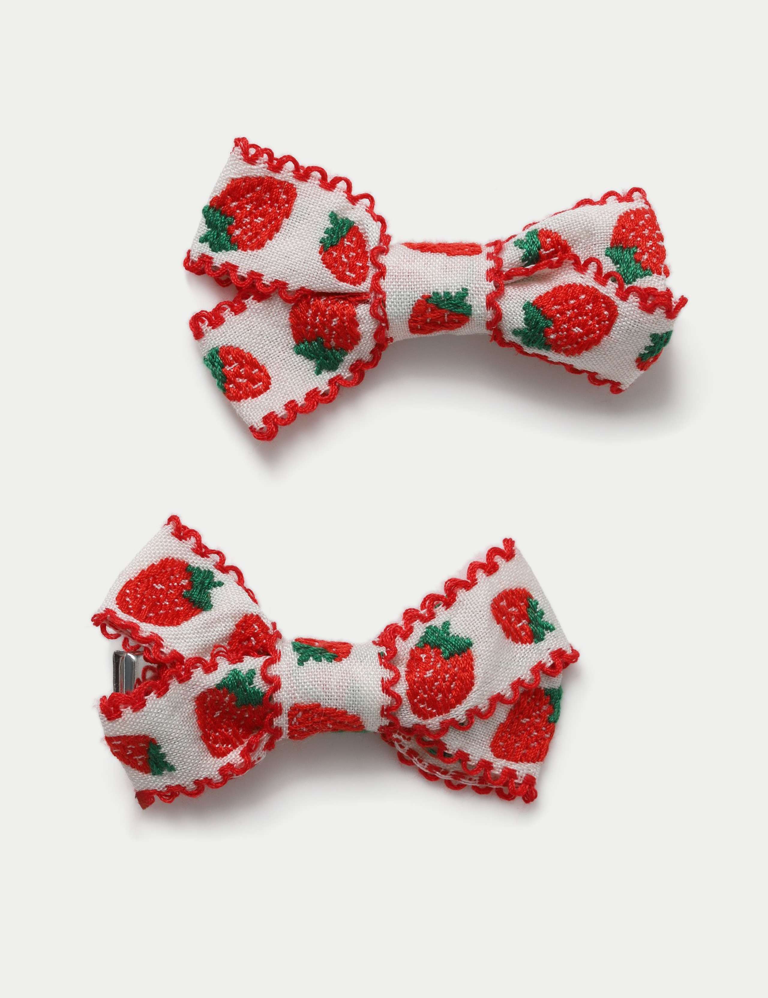 Strawberry Ribbon Bow Clips