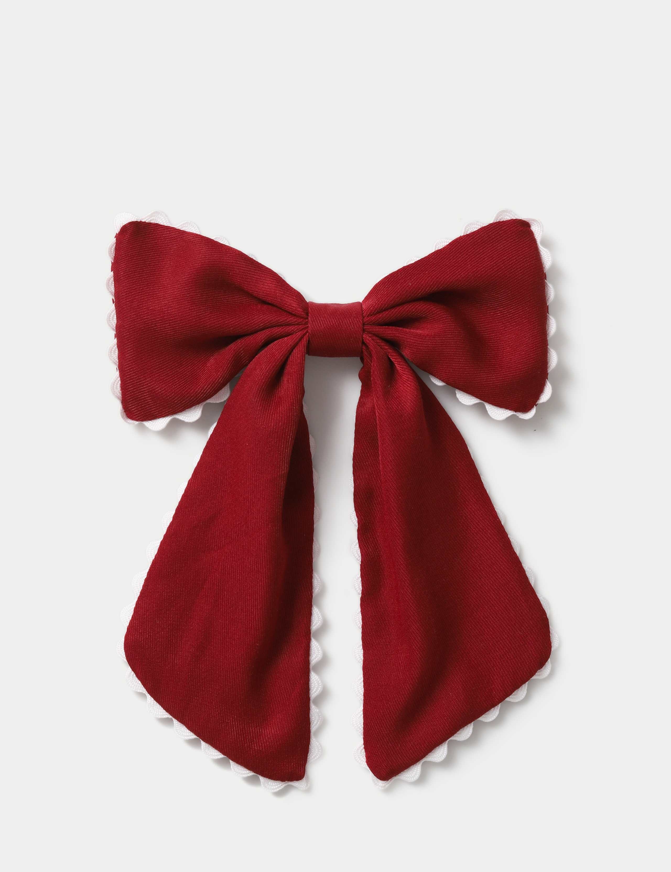Back To School Burgandy Scallop Edge Bow