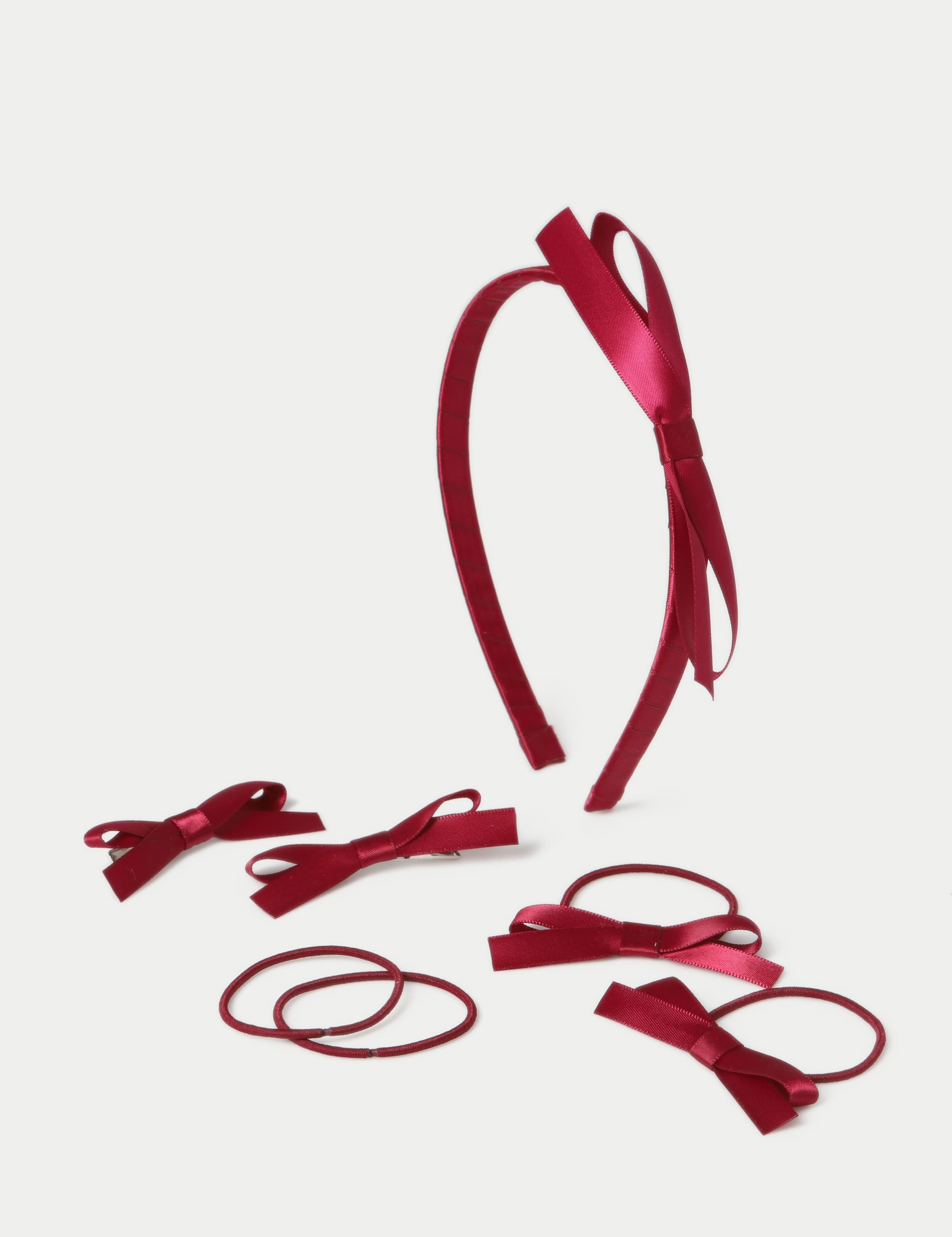 Back To School Burgundy Satin Bow Set