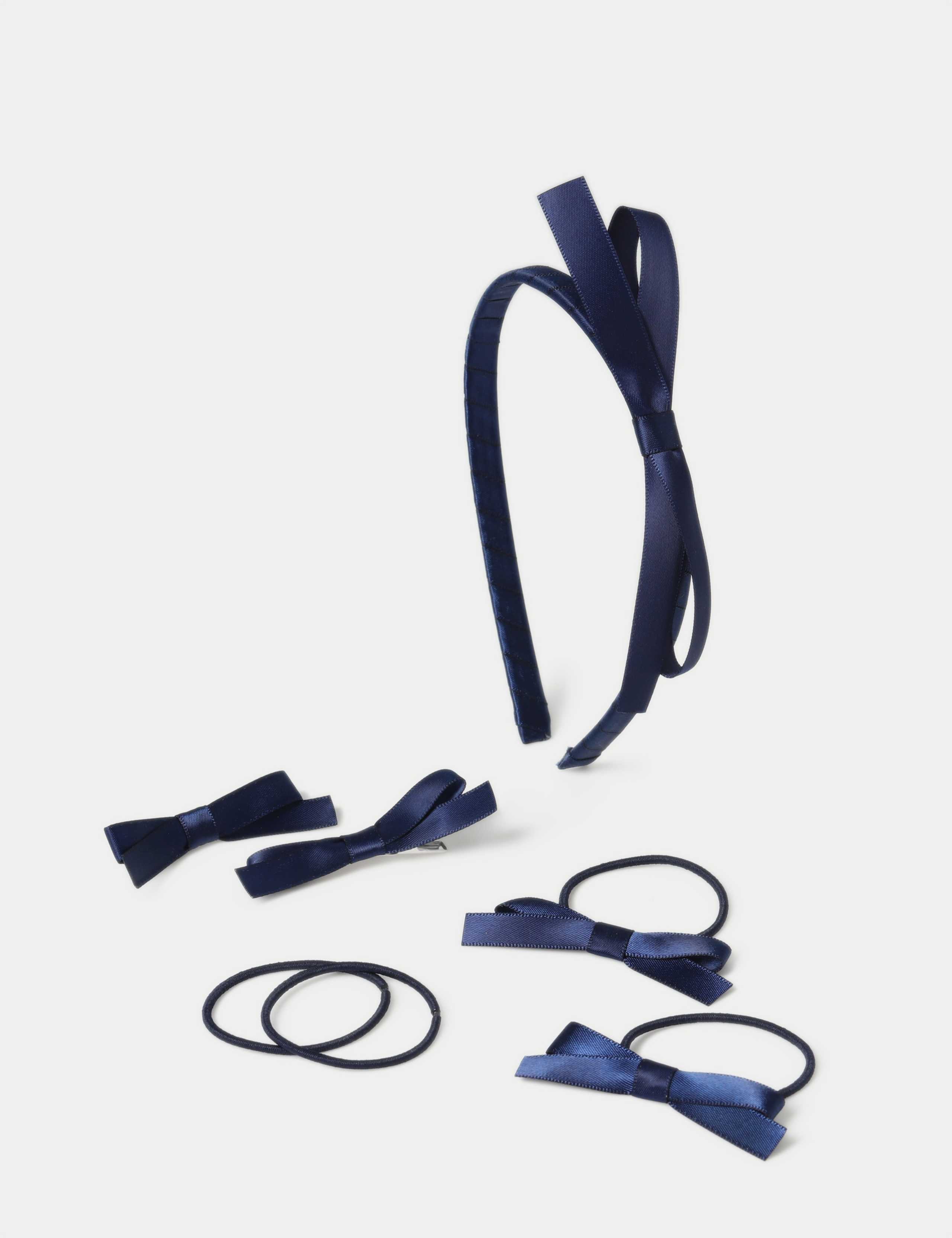 Back To School Navy Satin Bow Set
