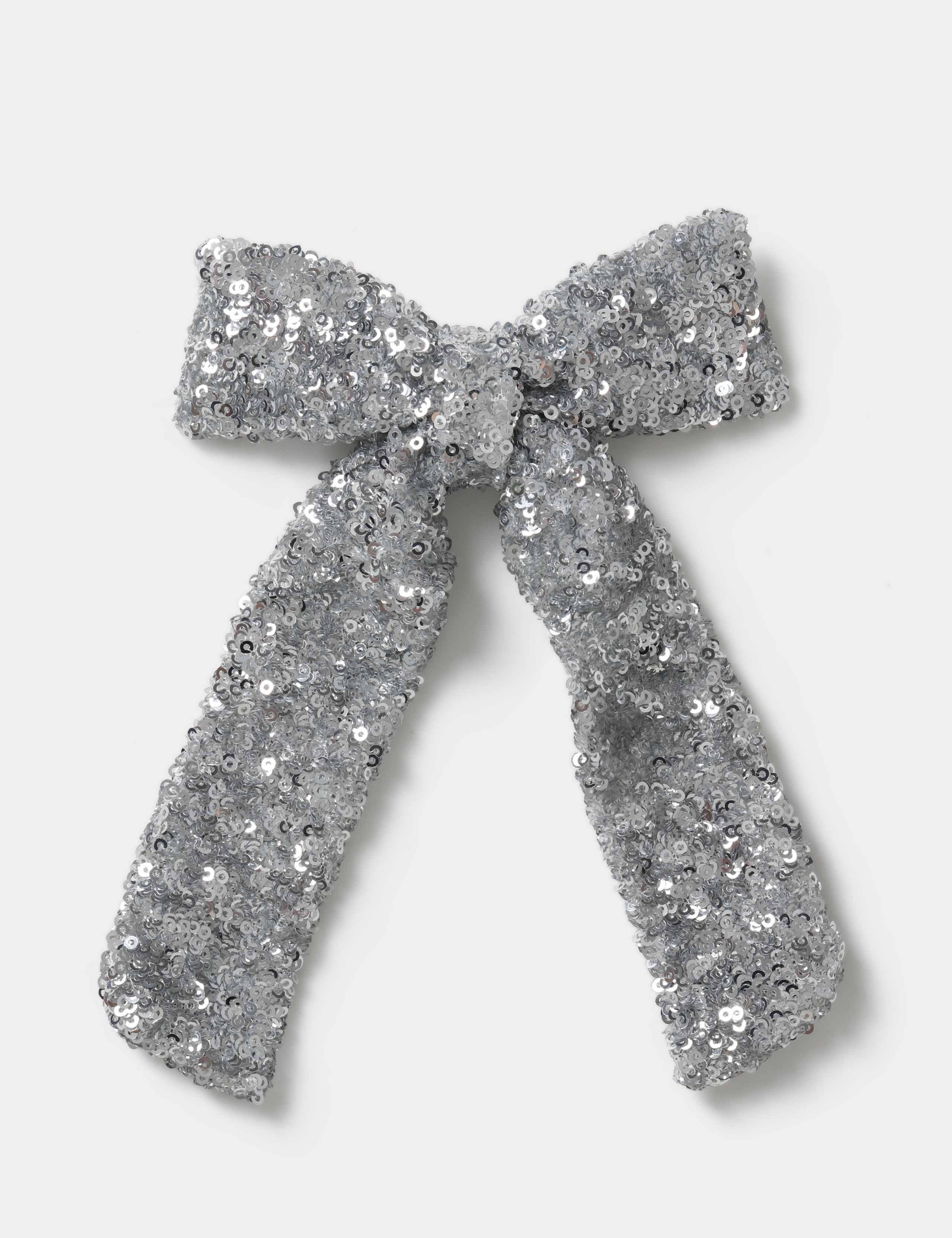 Silver Sequin Bow