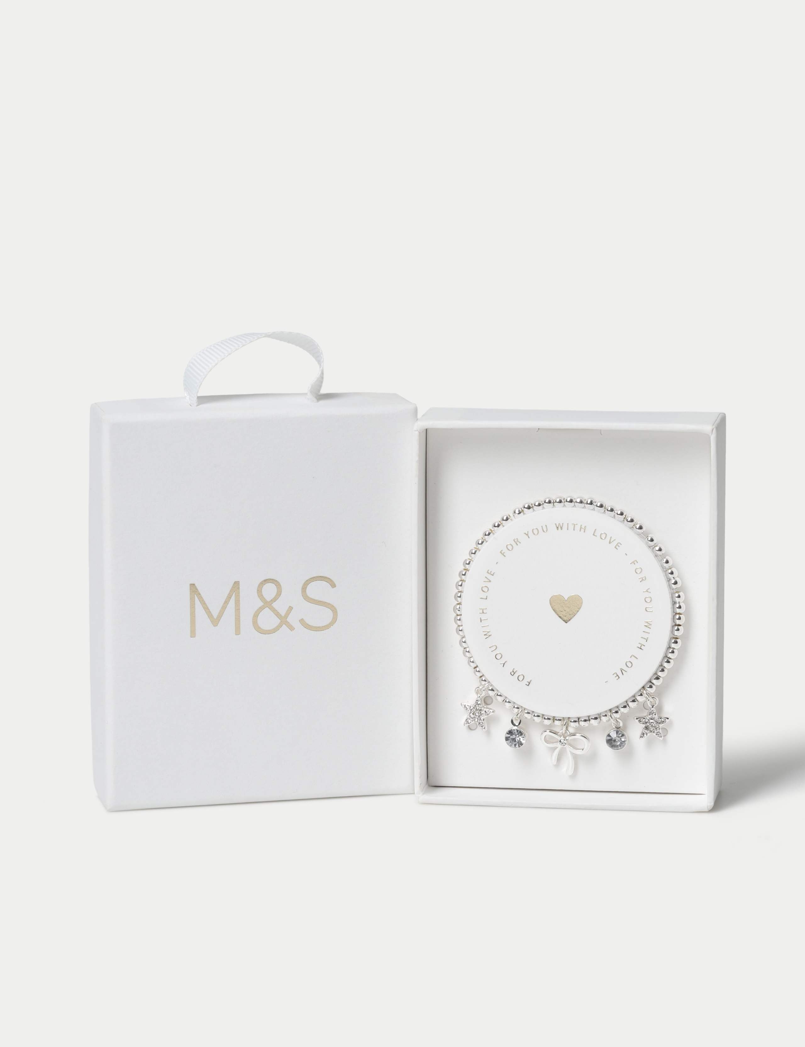 Silver Bow Multi Charm Wristwear Giftbox