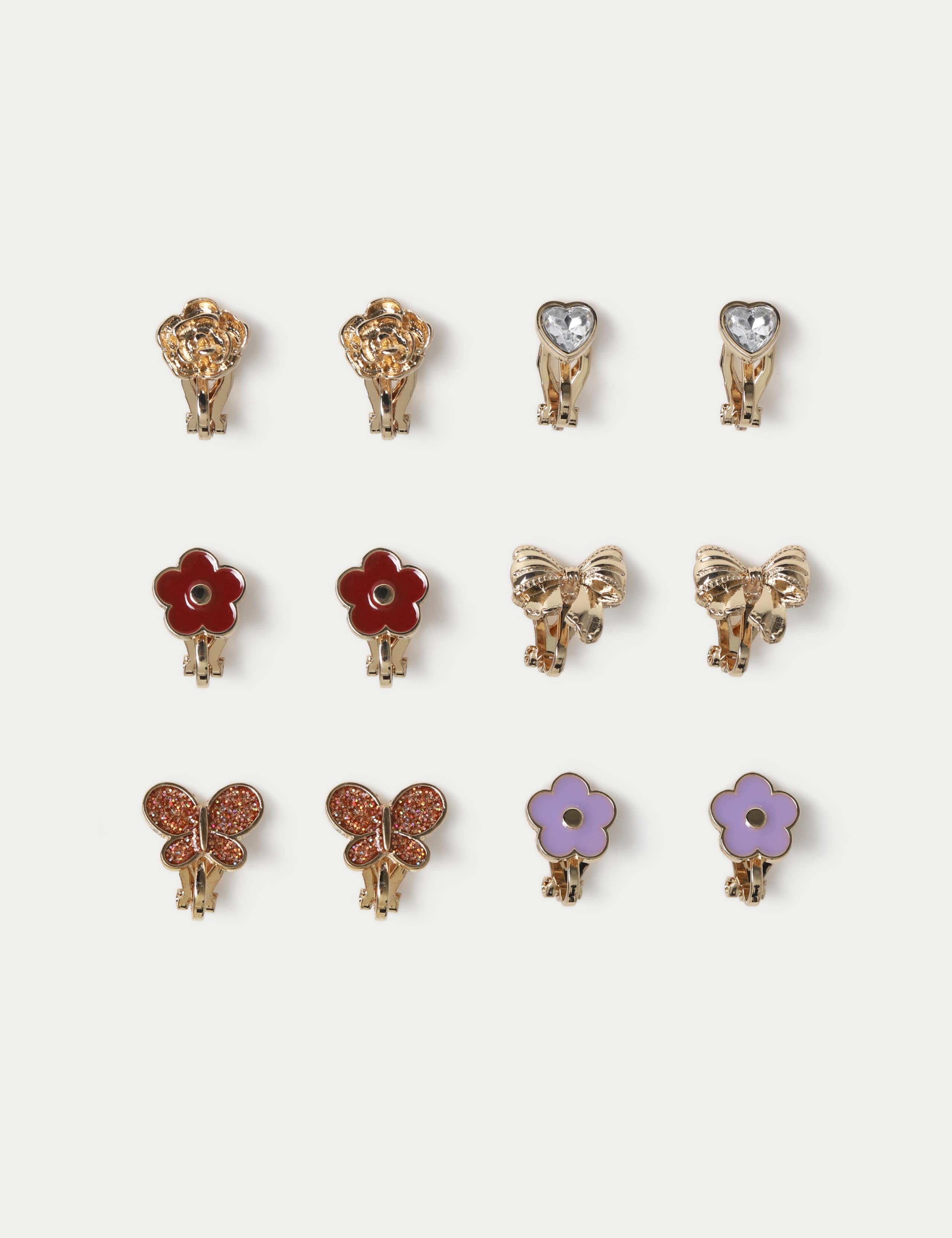 Pretty Motif Clip On 6 Pack Earring