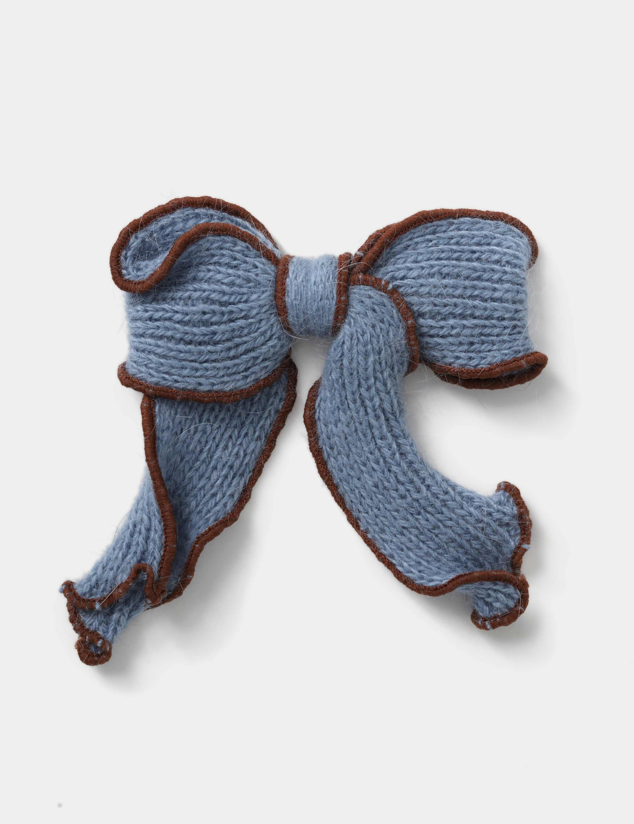Blue Knitted Bow
