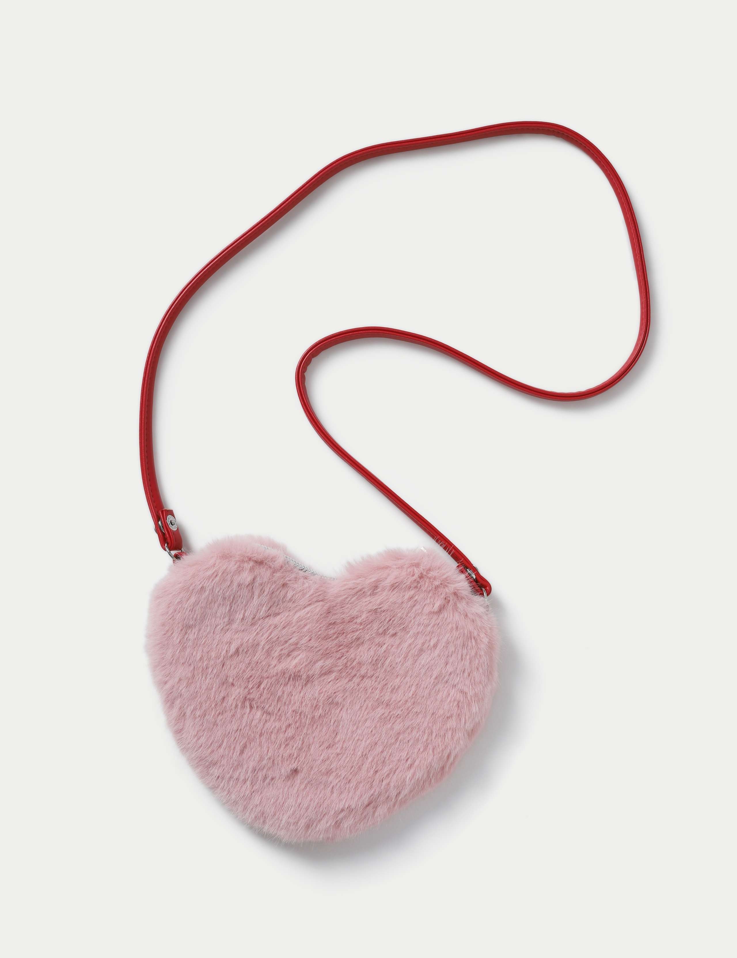 Pink Fur Heart Crossbody Bag
