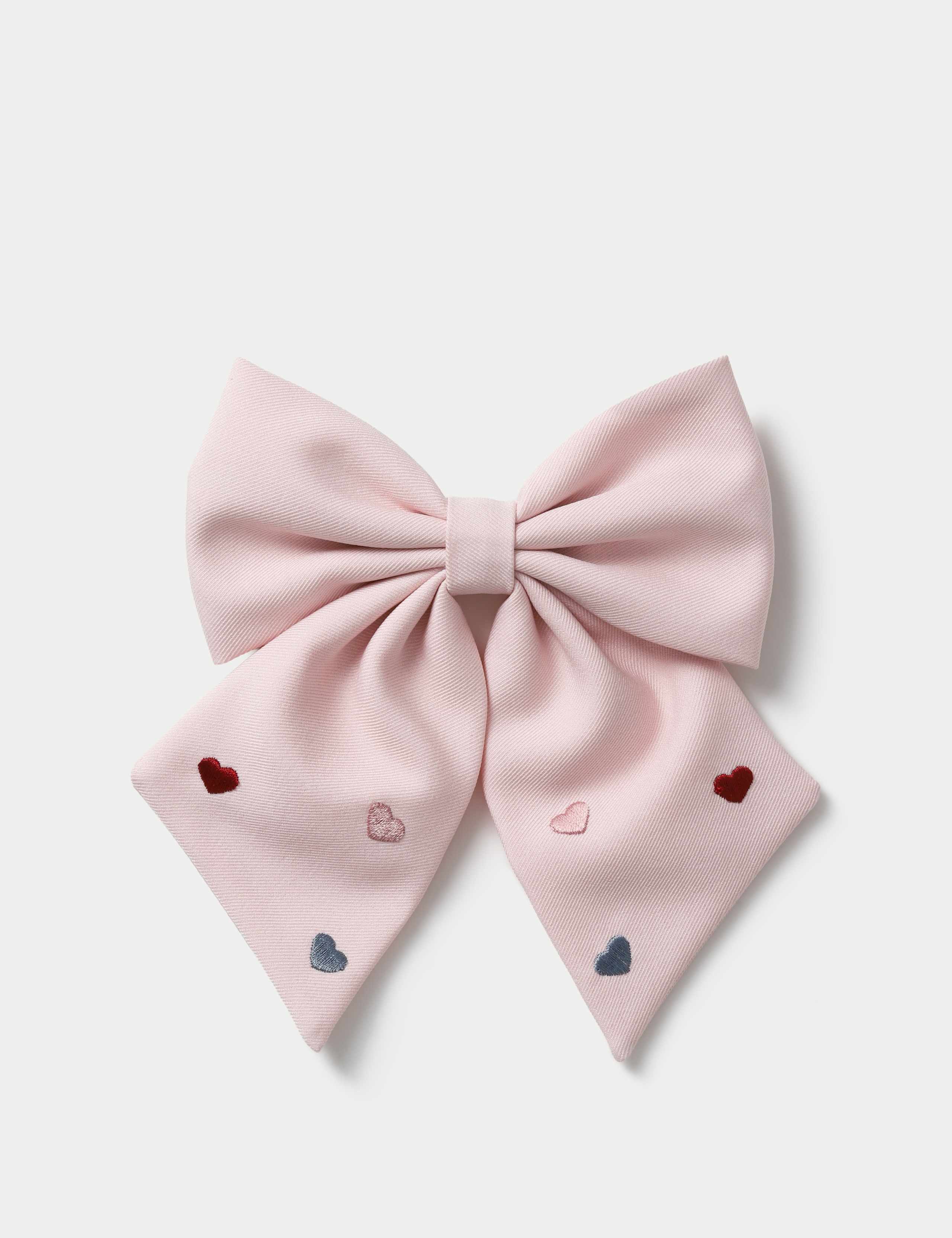 Pink Embroidered Large Bow
