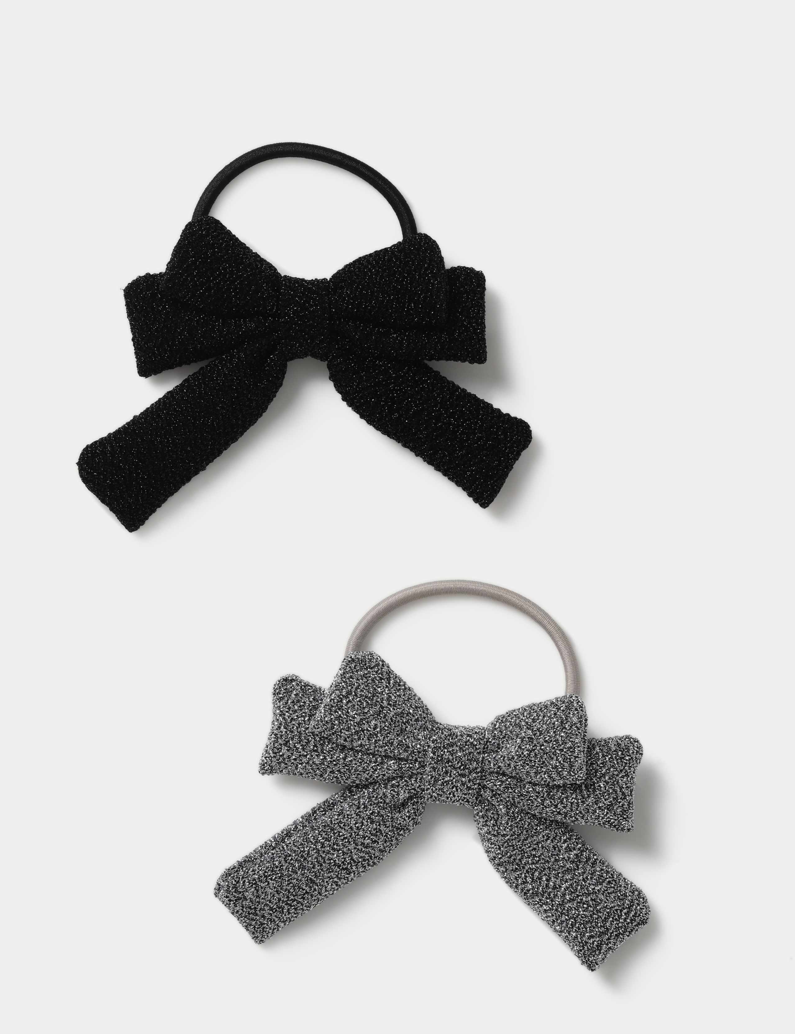 Black and Silver Bow Ponios