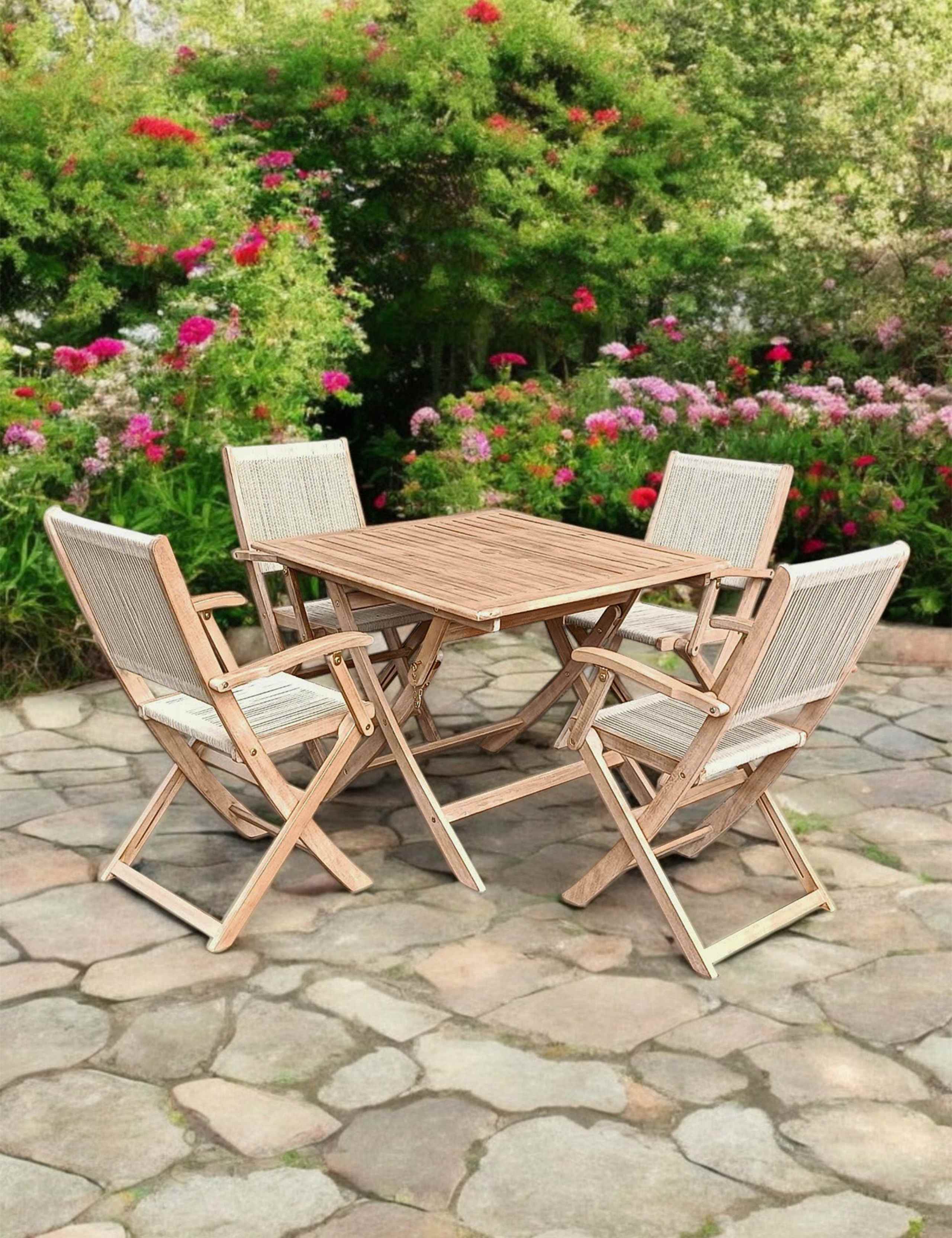 London 4 Seater Rope Folding Dining Set