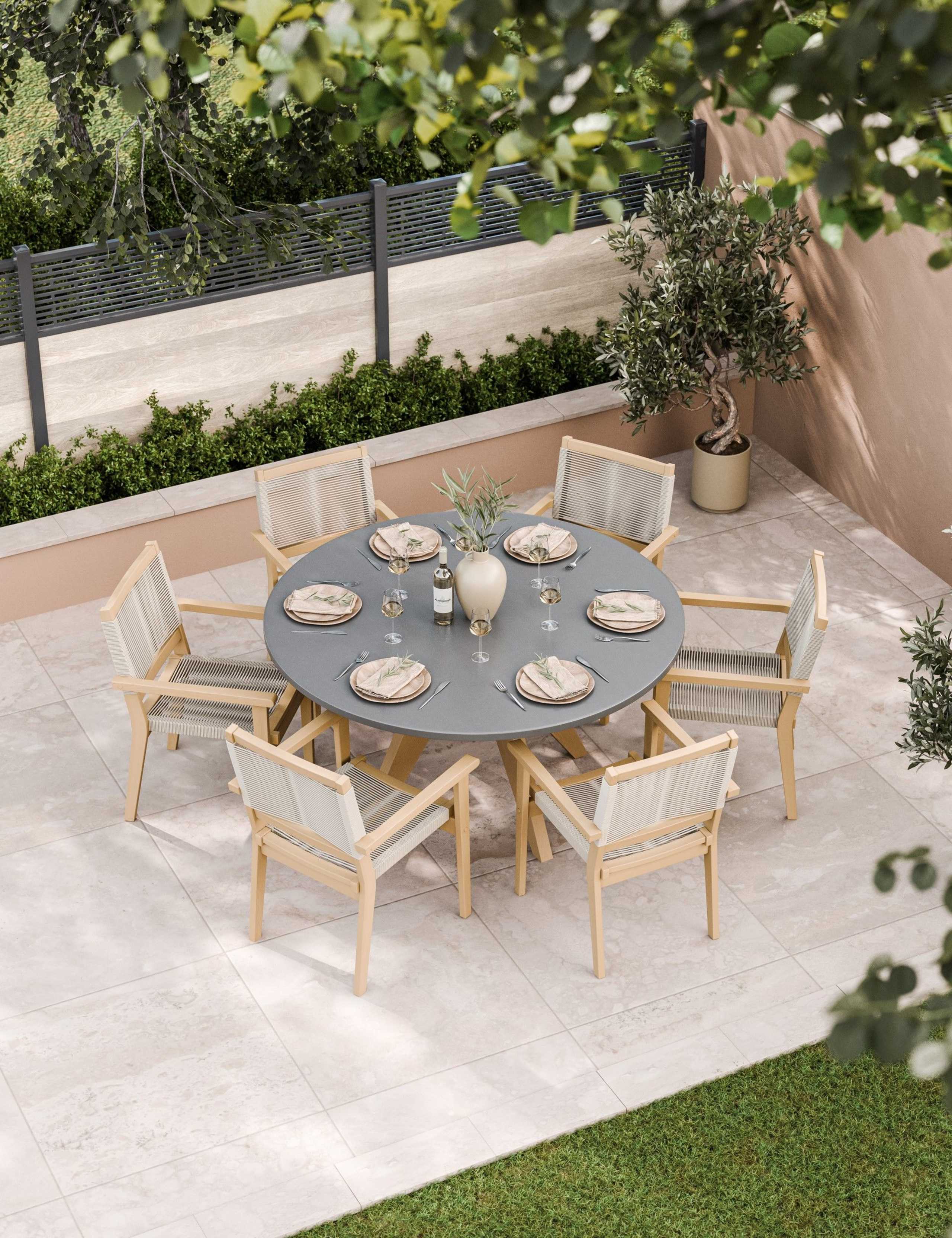 Luna 6 Seater Dining Set With Roma Stacking Chairs