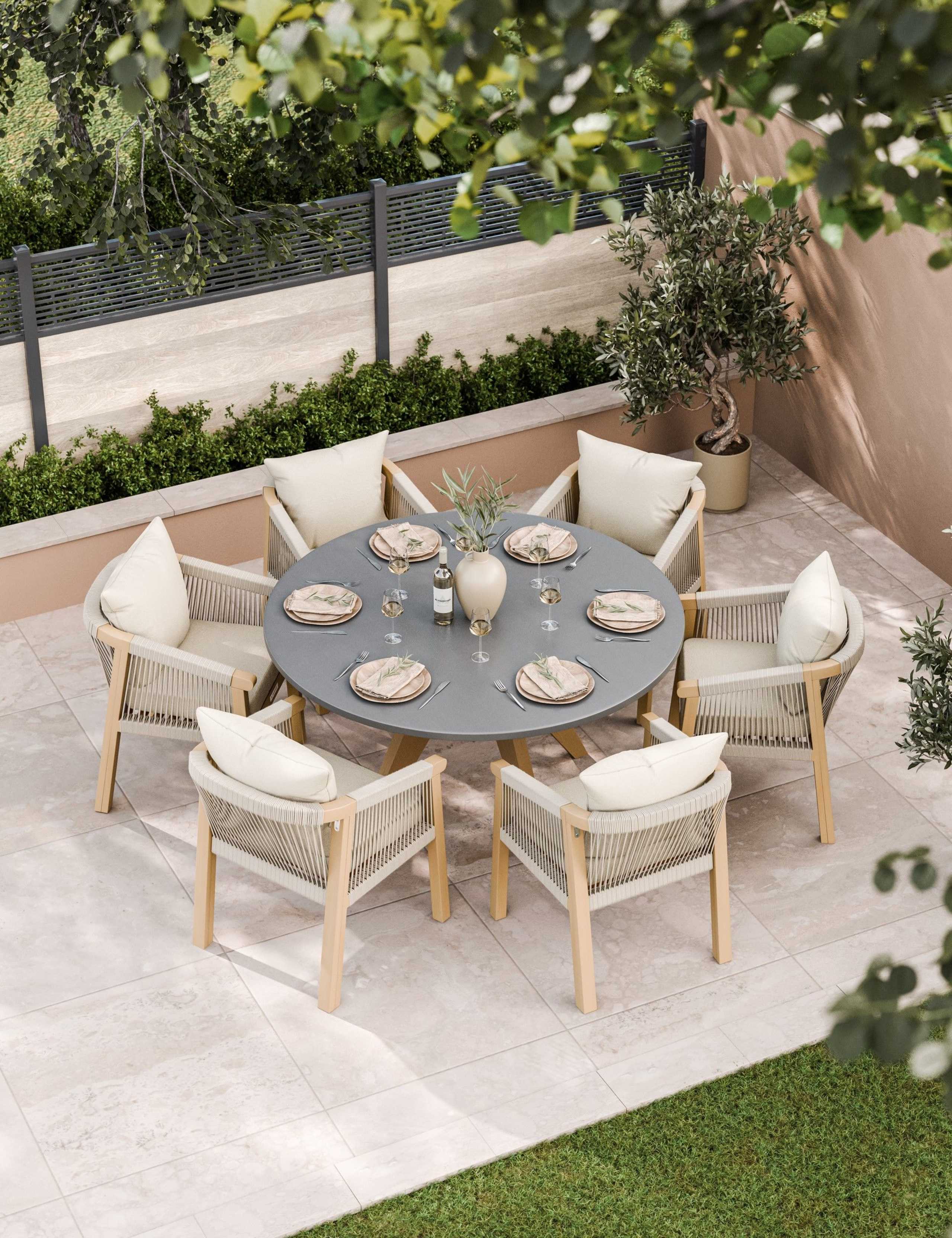 Luna 6 Seater Dining Set With Roma Chairs