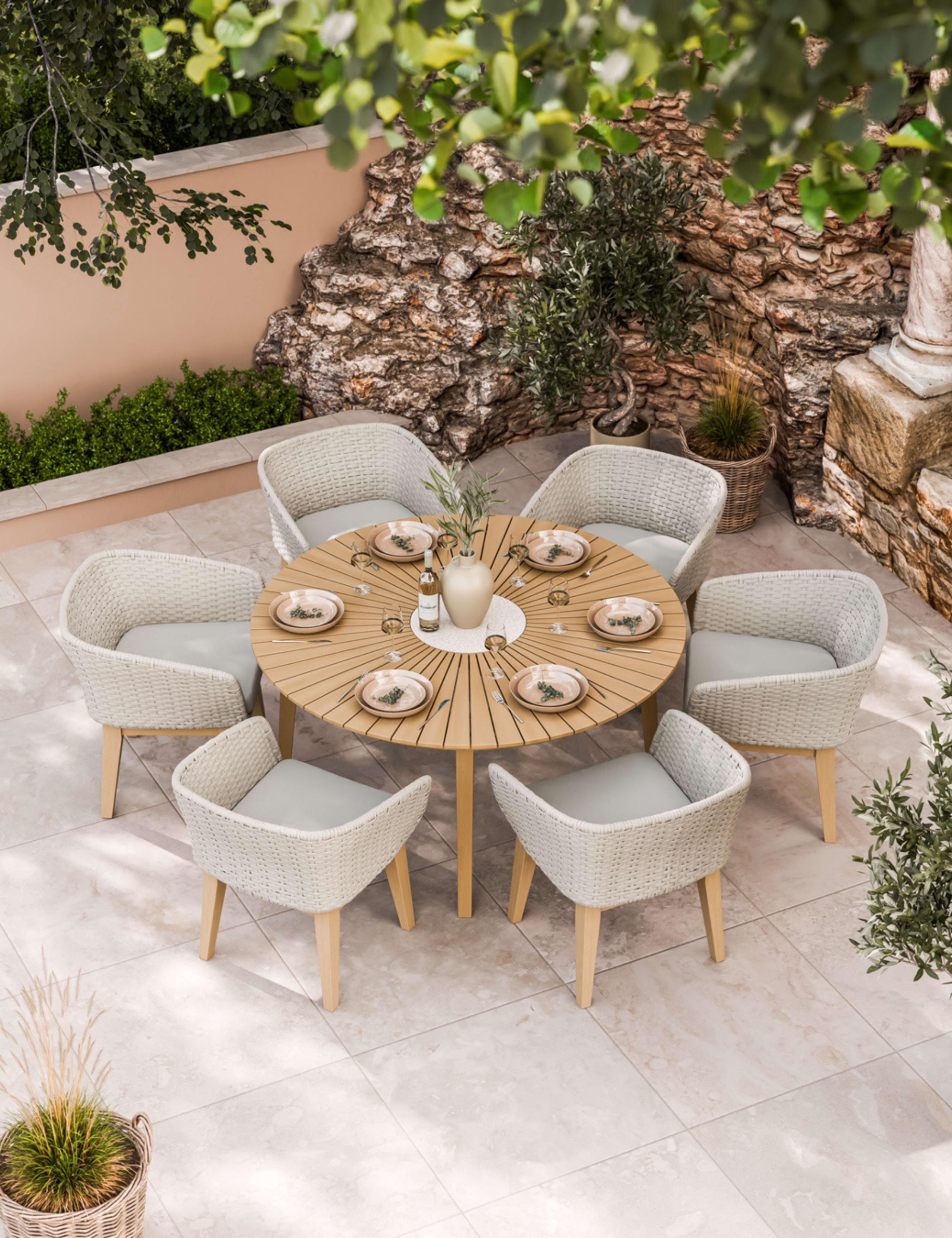 Roma 6 Seater Sunray Insert Dining Set
