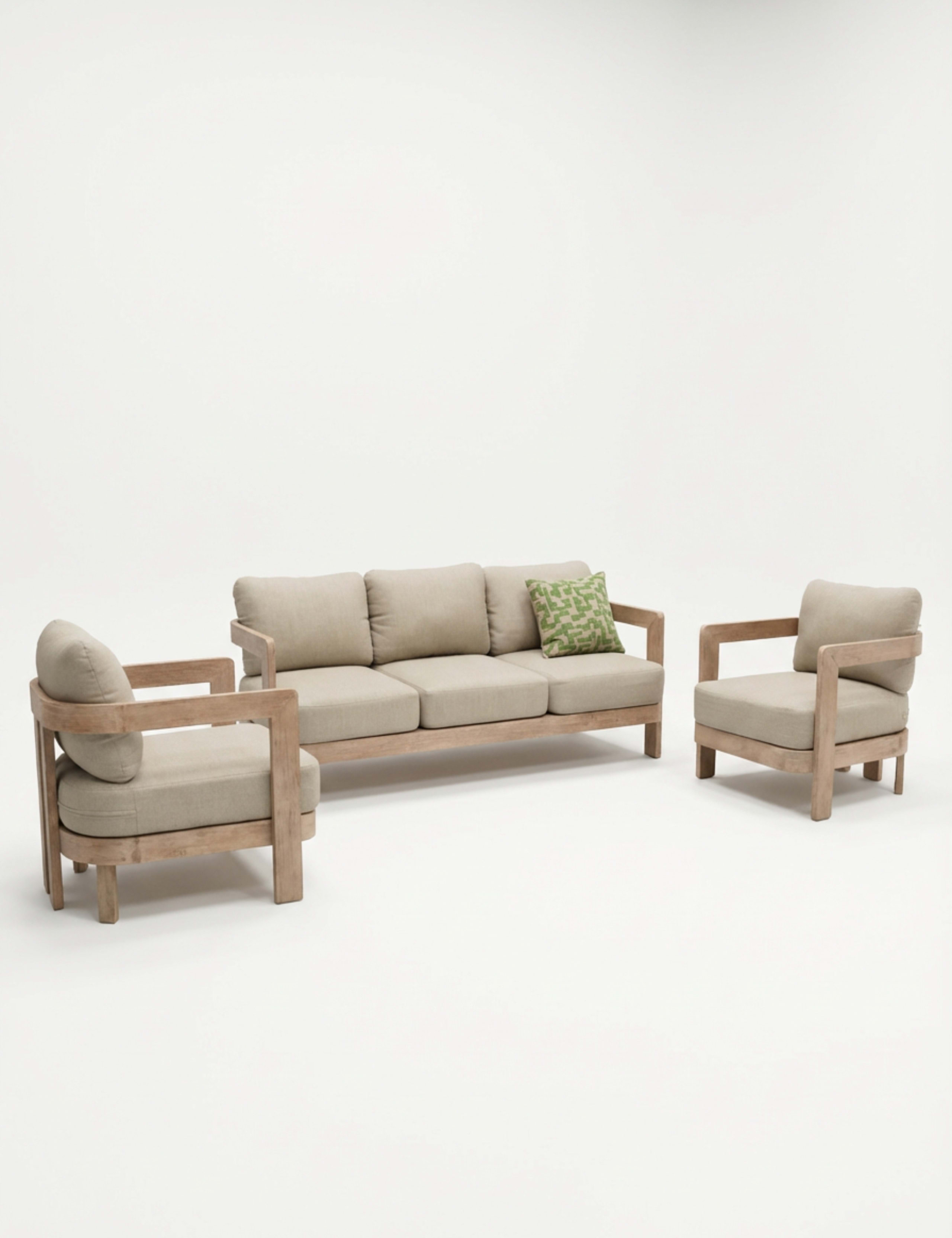 Evora Wood 5 Seater Lounge Set