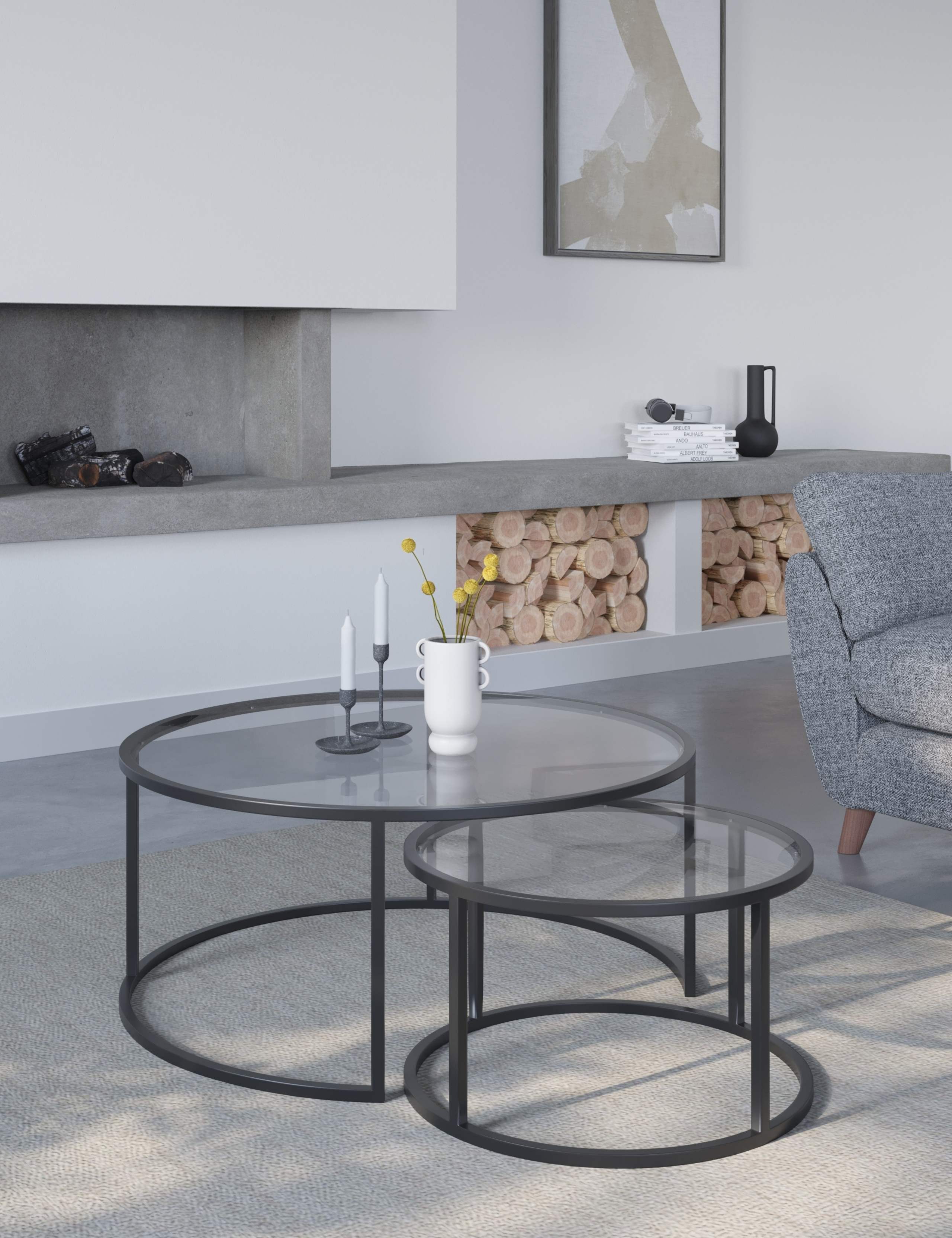 Milan Metal & Glass Nest of Tables