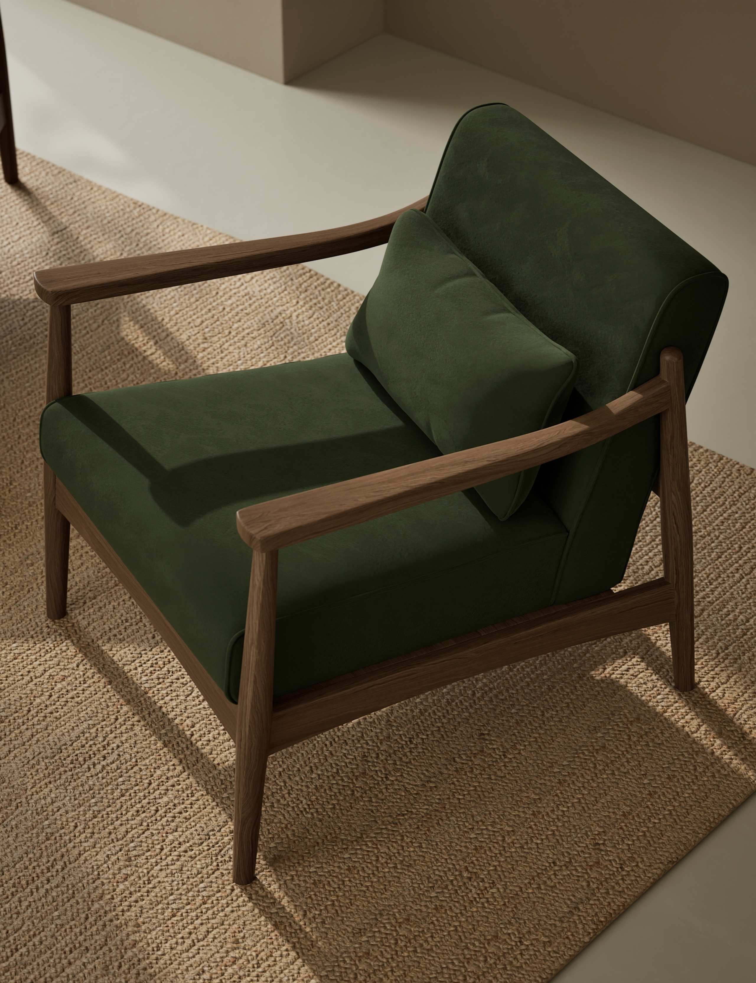 Sherwood Dark Oak Velvet Accent Chair