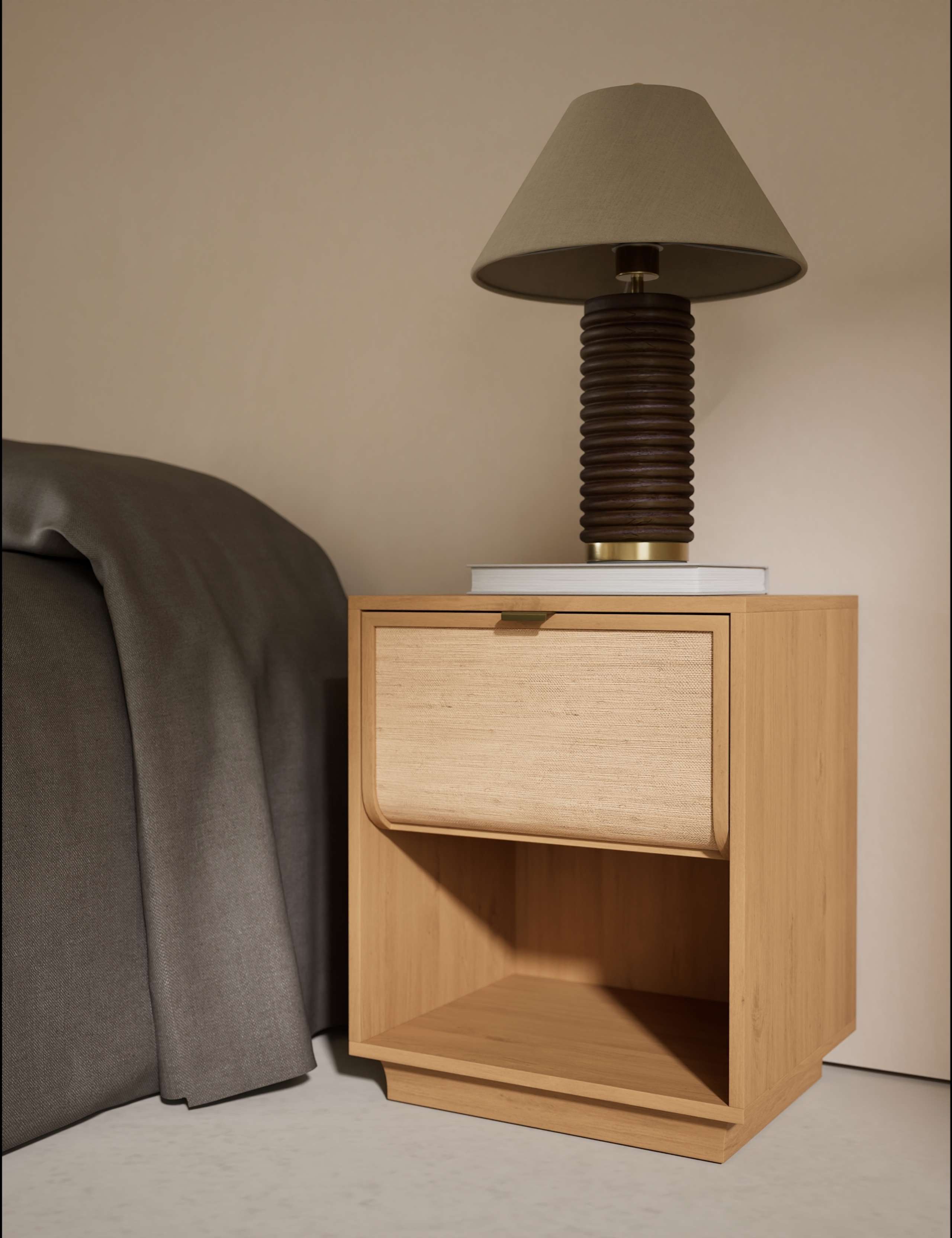 Woven Front Bedside Table