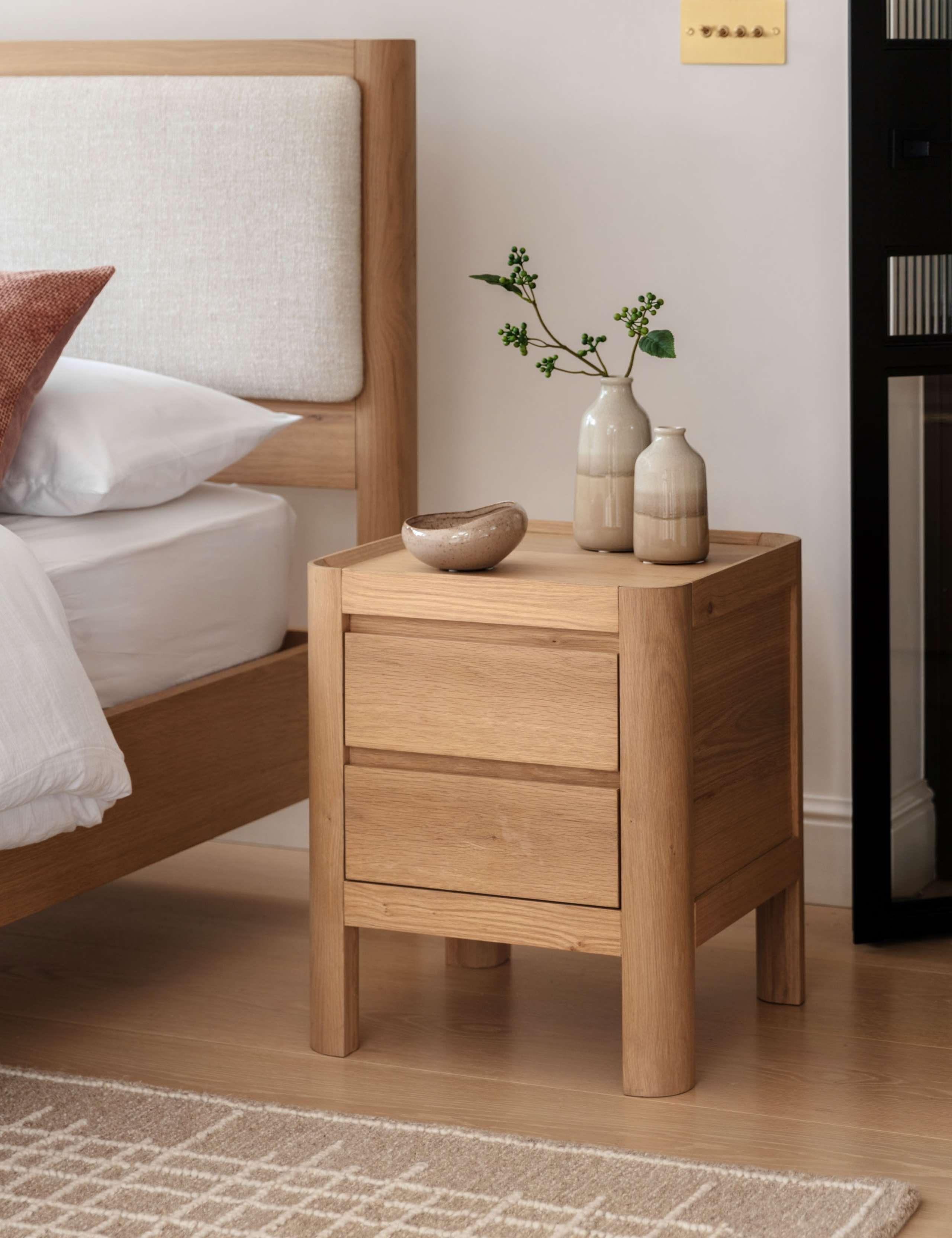 Ember Two Drawer Bedside Table