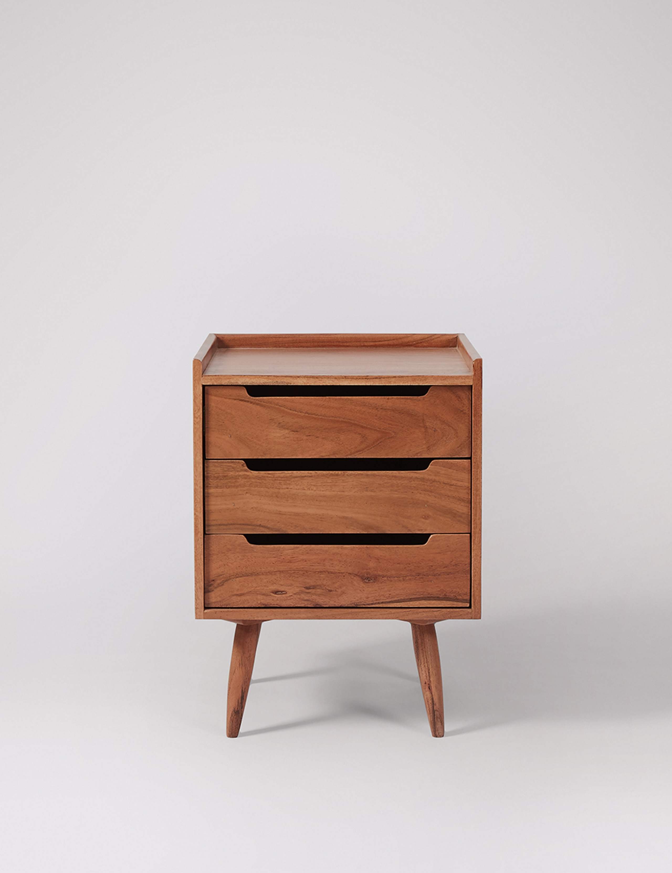 Southwark Acacia Wood 3 Drawer Bedside Table