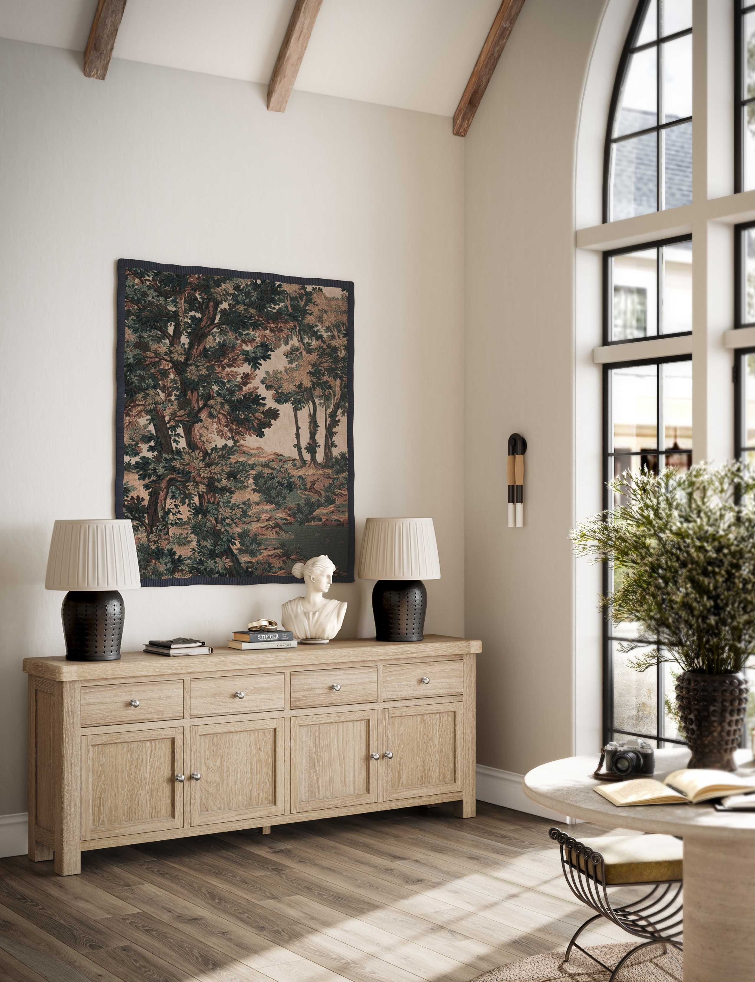 Normandy White Wash Large 4 Door Sideboard