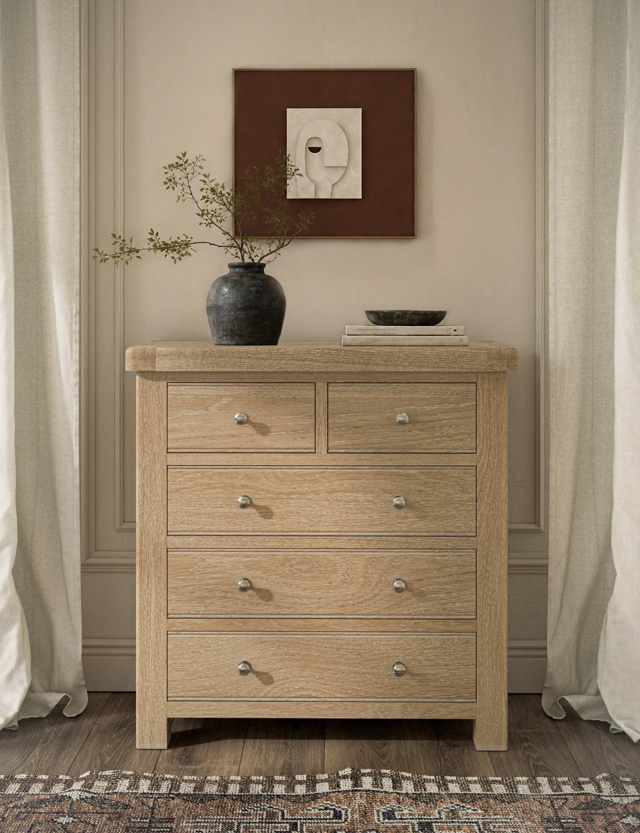 Normandy Oak 5 Drawer Chest