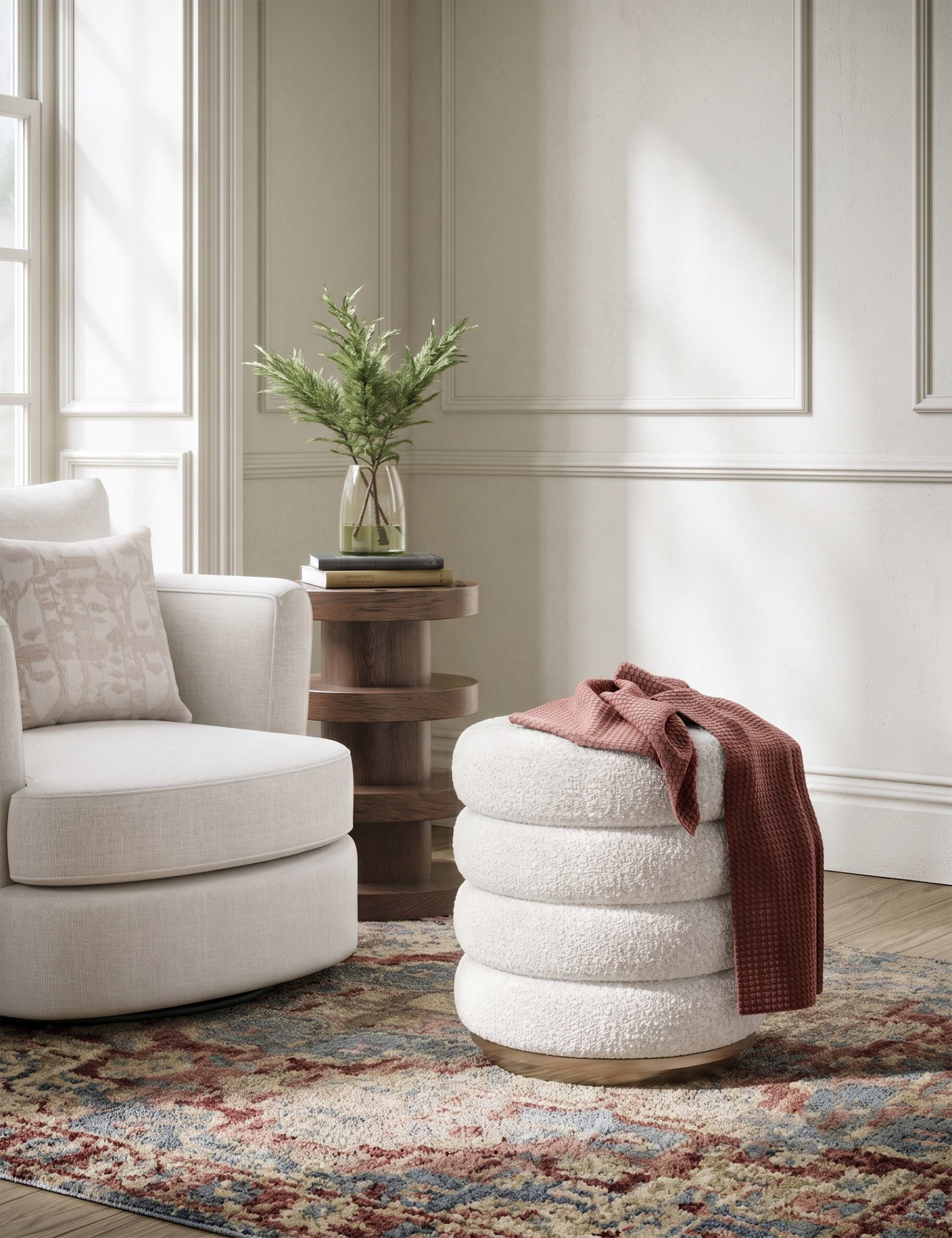 California Cream And Gold Footstool