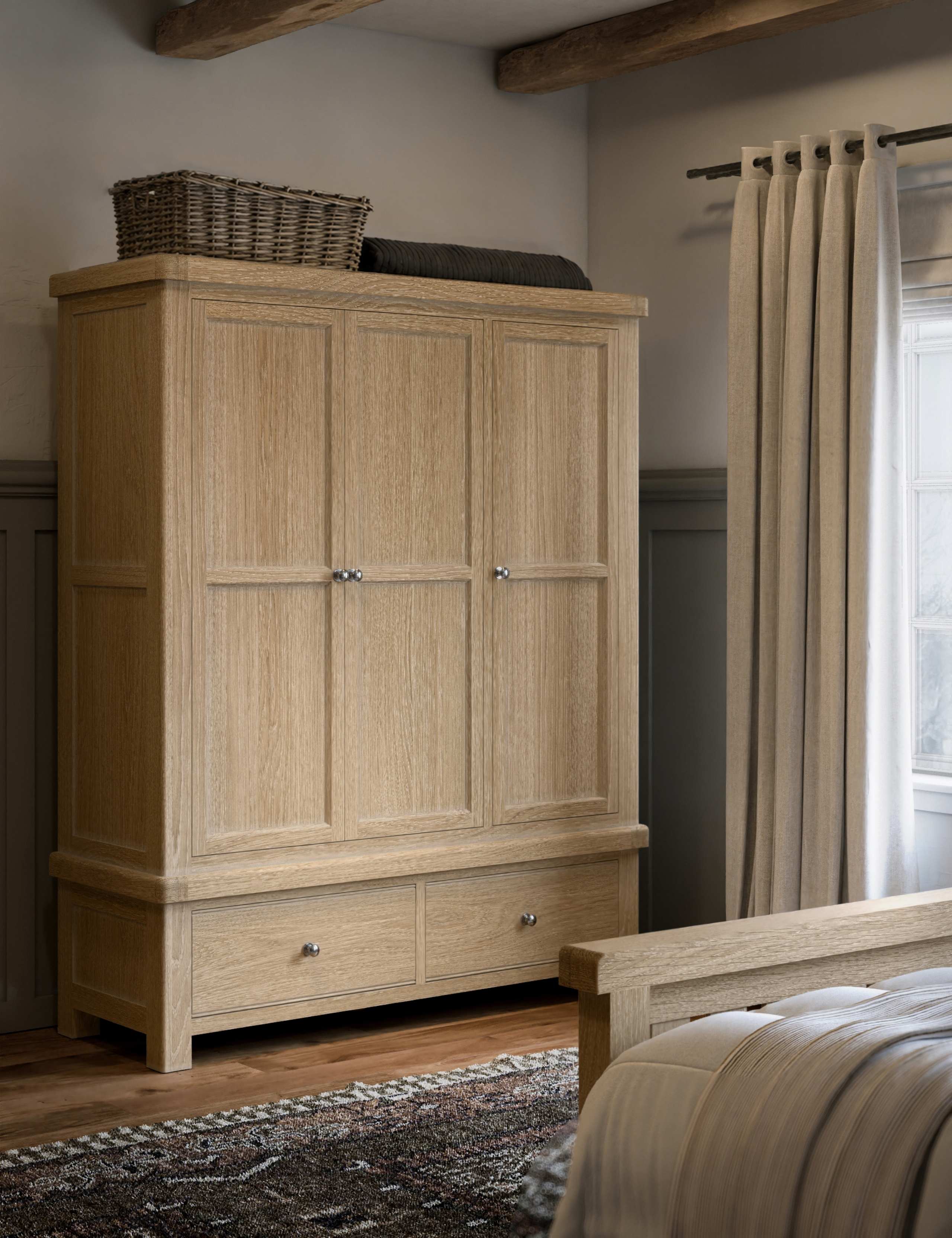 Normandy White Wash Triple Wardrobe