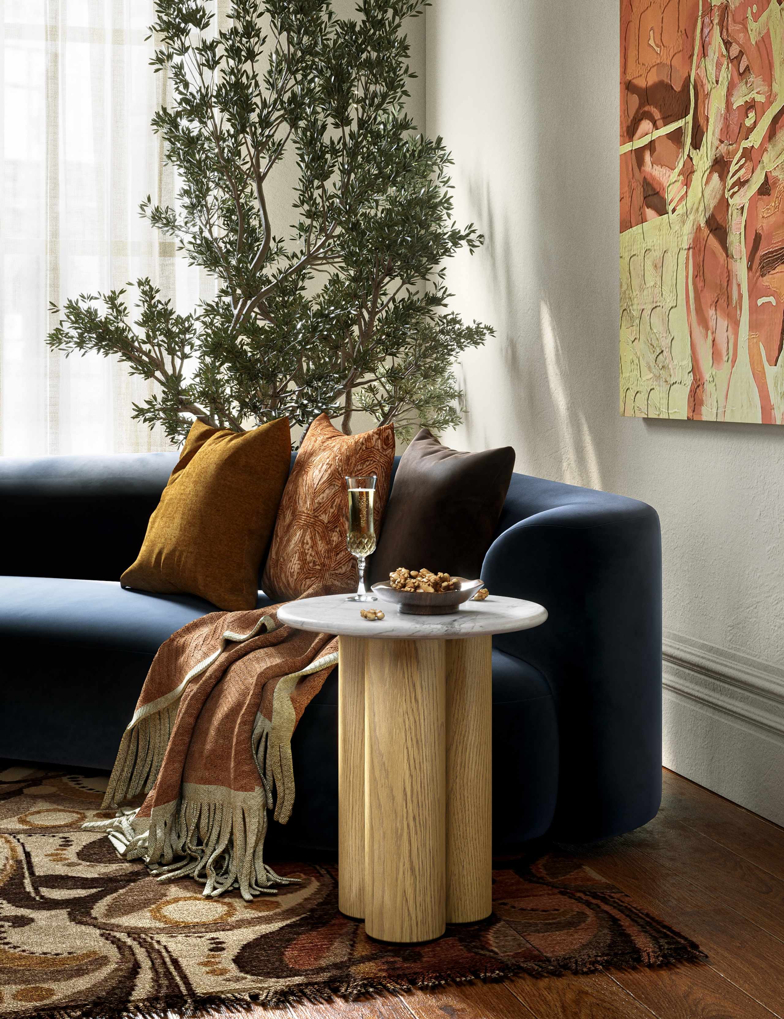 Phoenix Marble Top Round Side Table