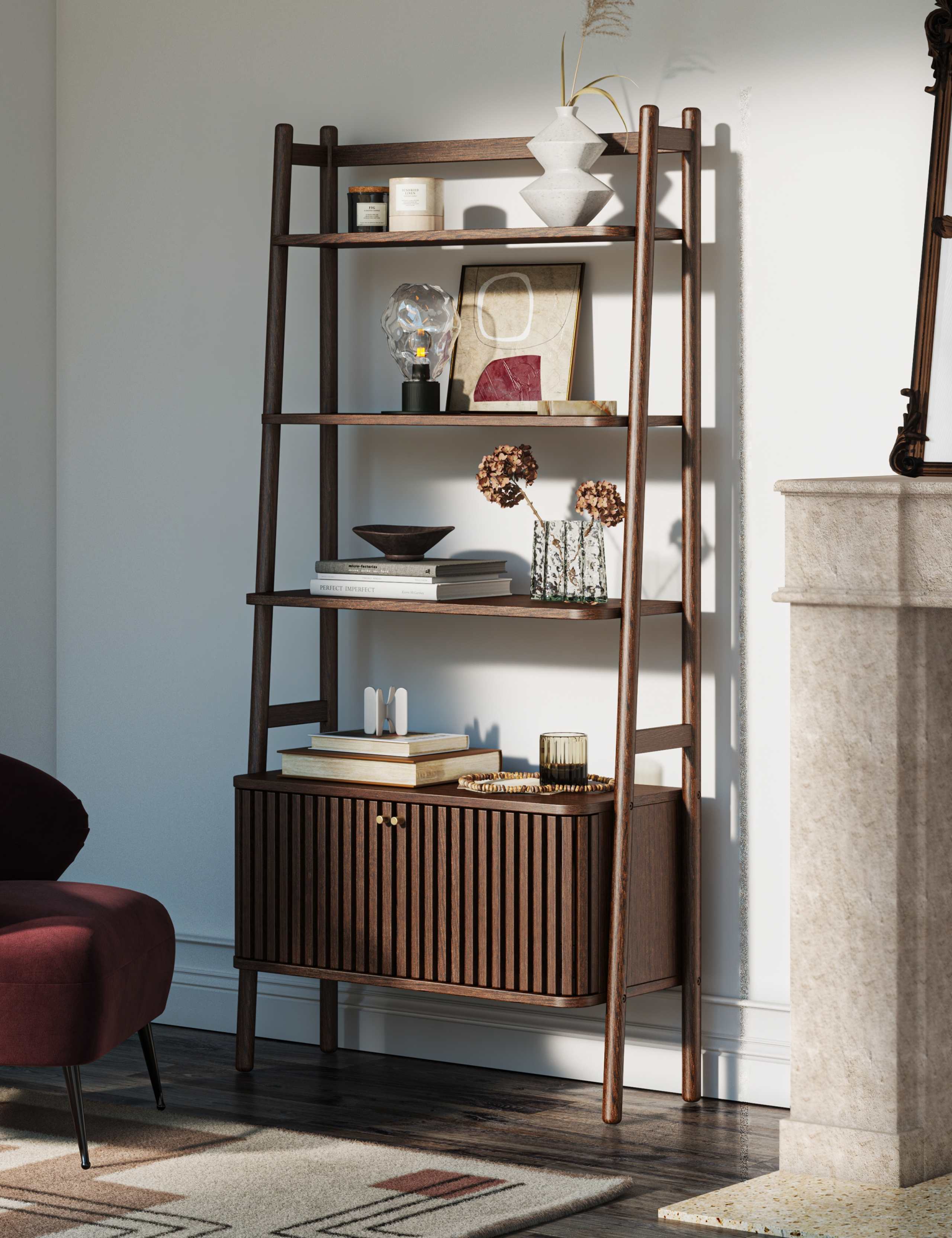 Soho Large Oak Veneer Bookcase