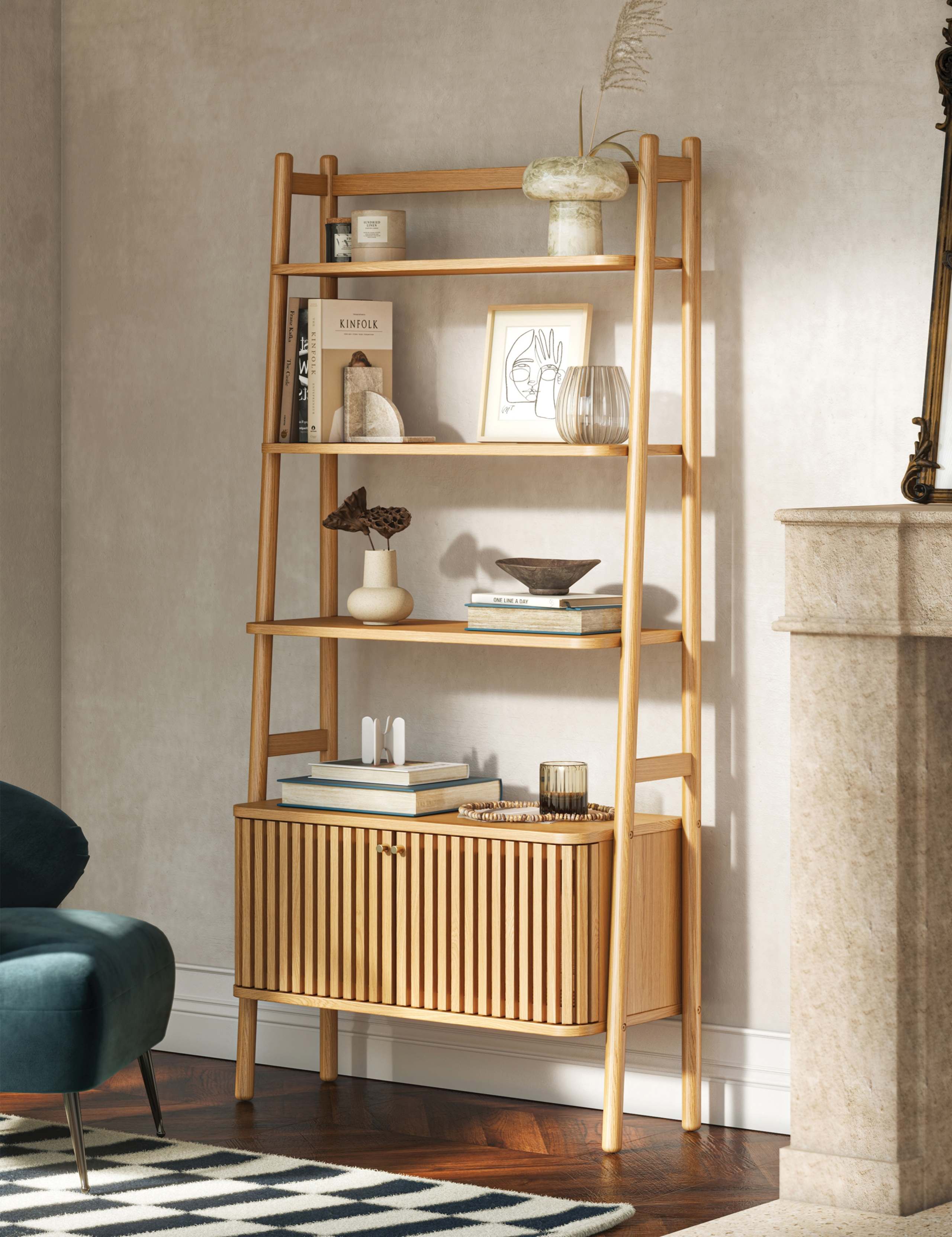 Soho Large Oak Veneer Bookcase