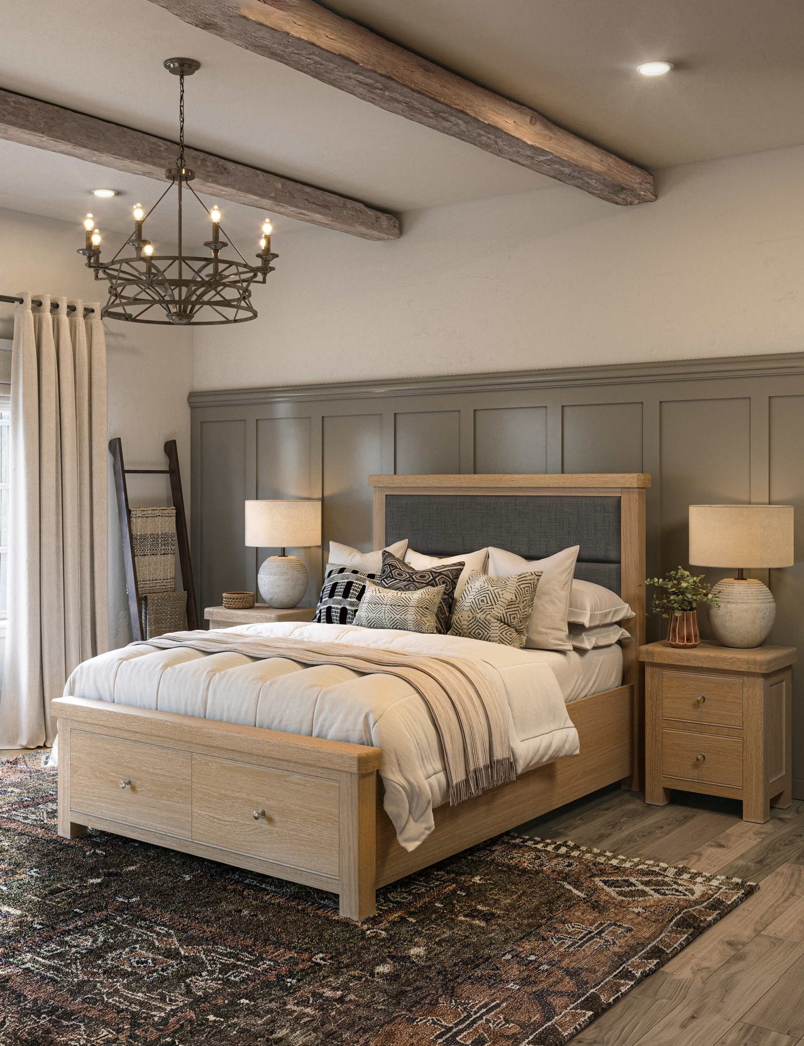Normandy White Wash Two Drawer Storage Bed