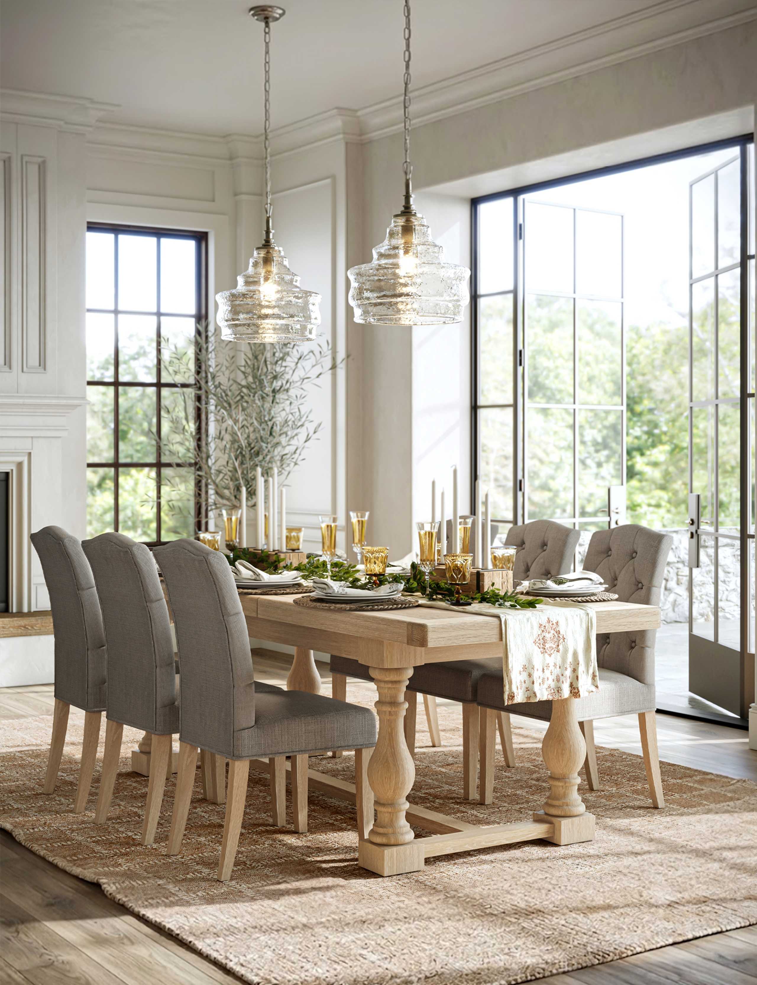 Normandy Large Trestle White Wash Extending Dining Table
