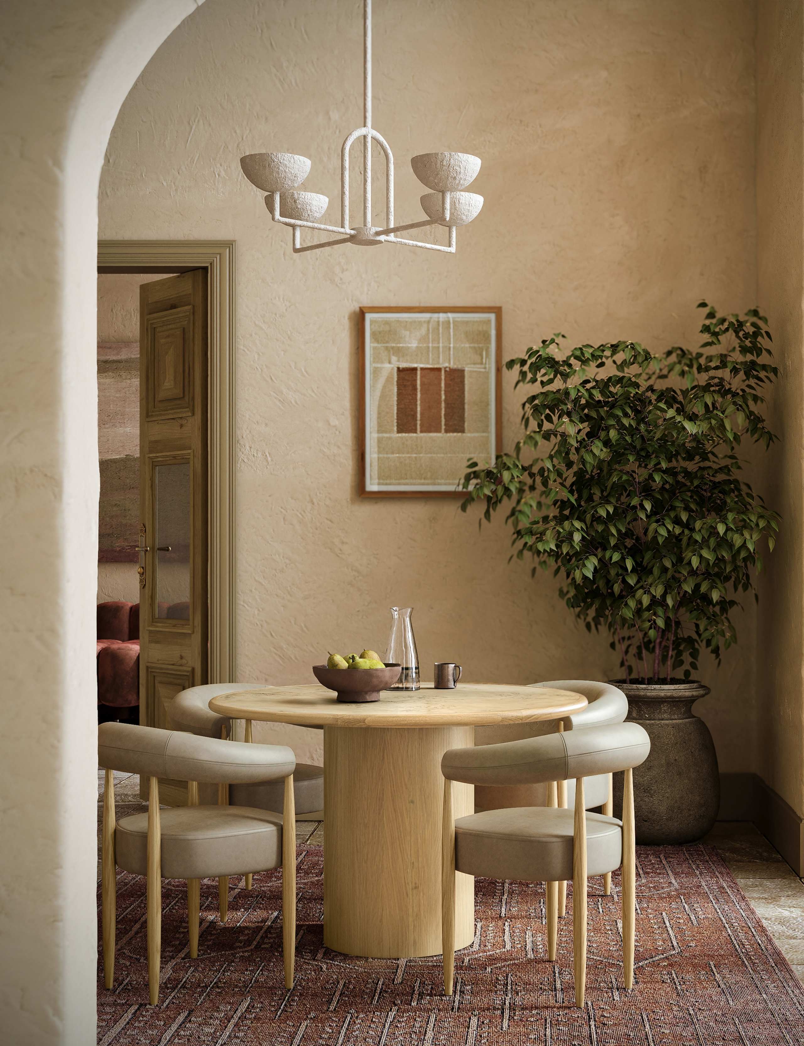 Lucca Burl Walnut Round Dining Table