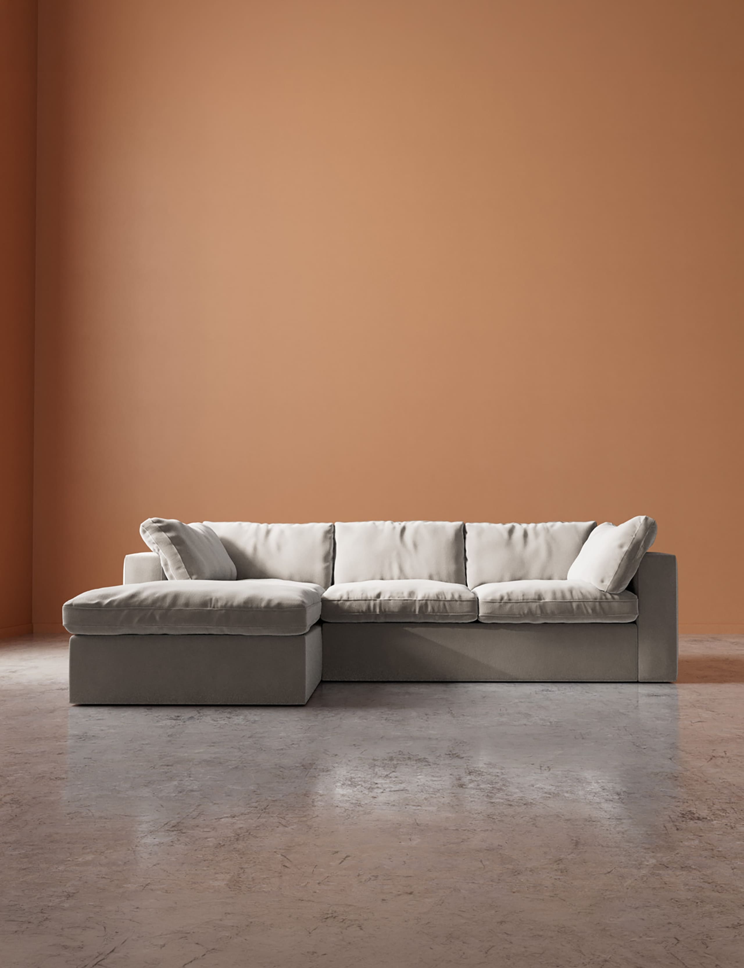 Crushed Velvet Left Hand Chaise Sofa
