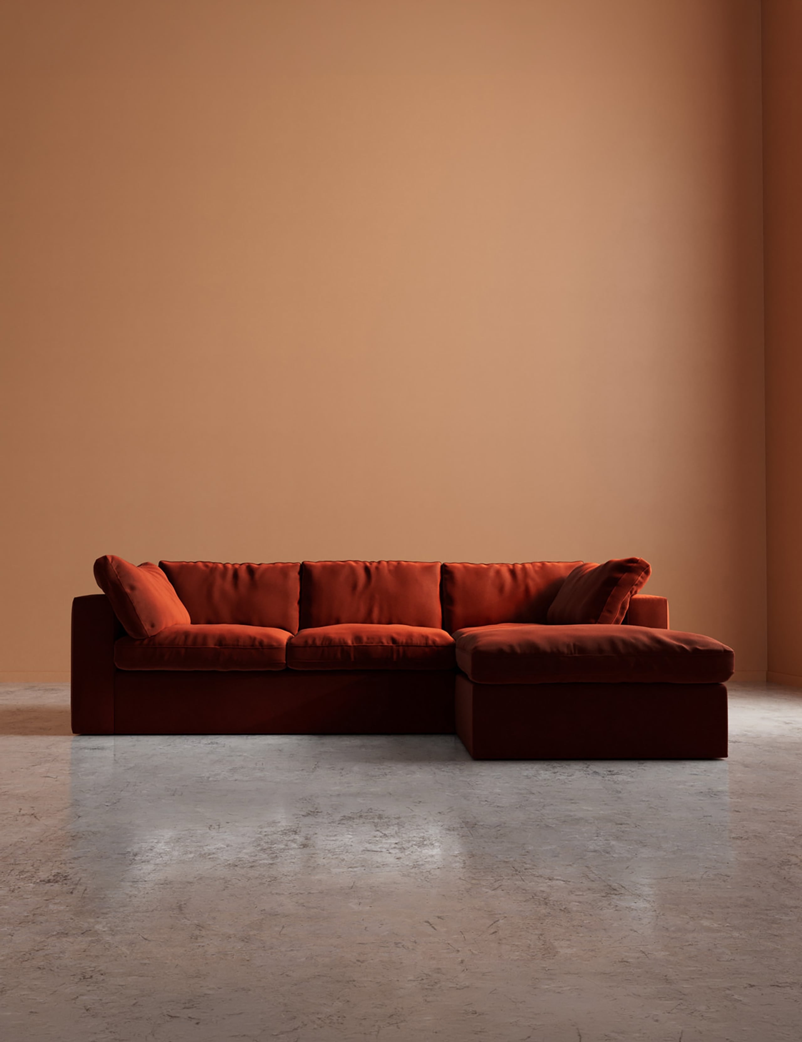 Crushed Velvet Right Hand Chaise Sofa