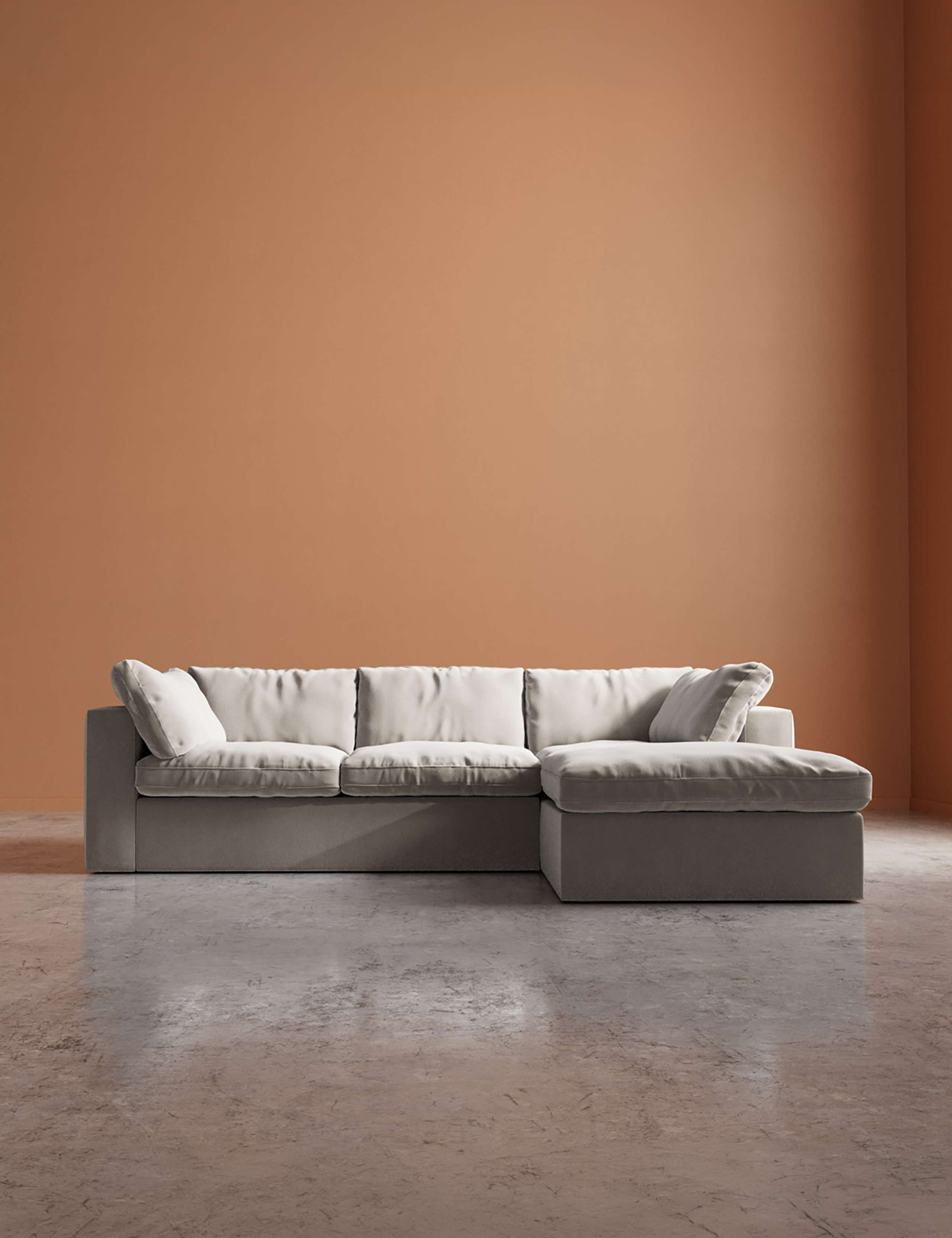 Crushed Velvet Right Hand Chaise Sofa