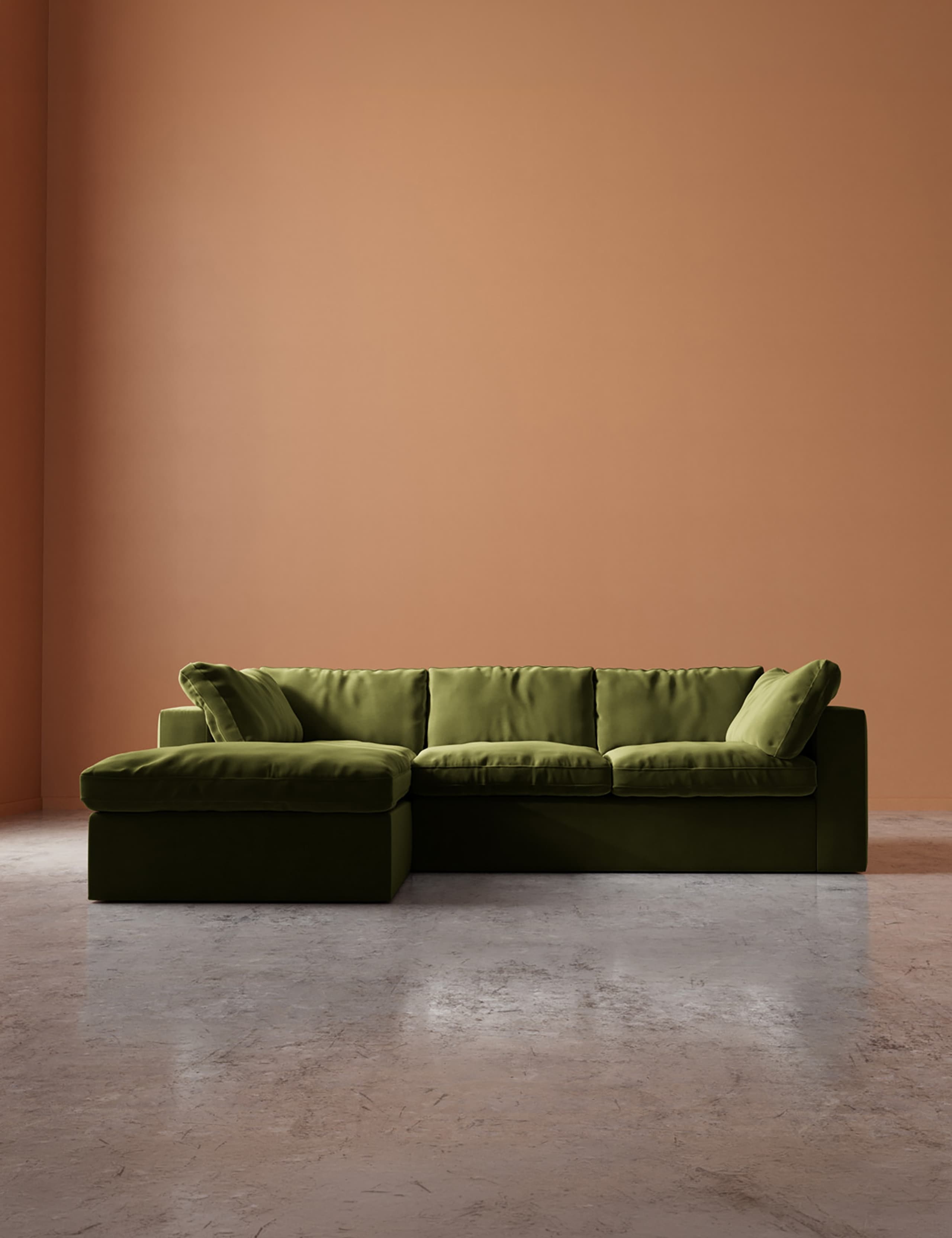 Easy Velvet Left Corner Sofa
