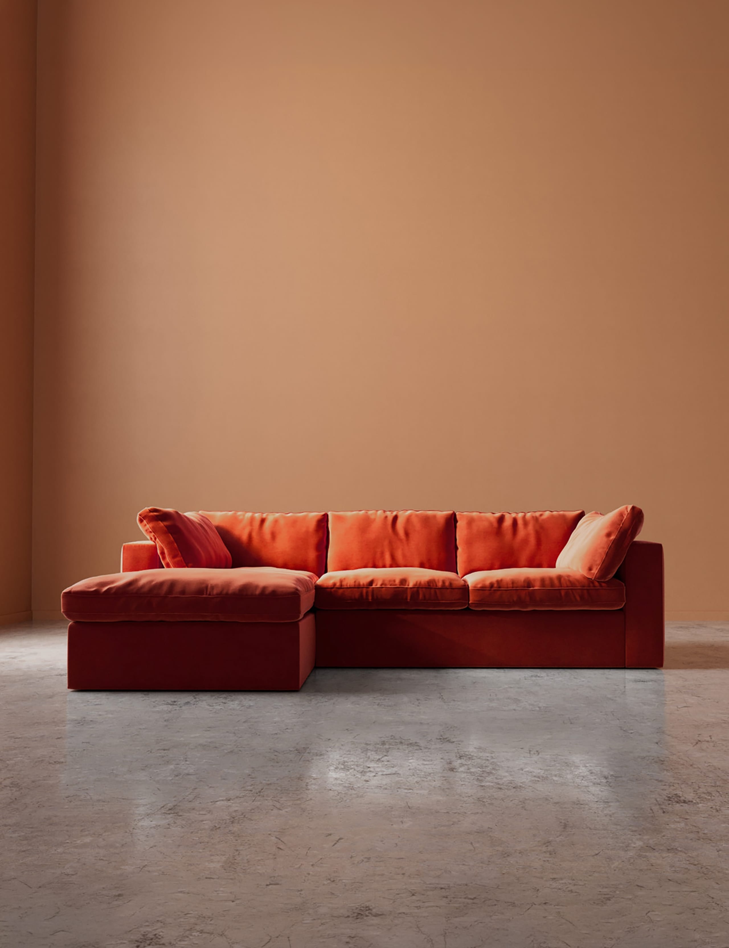 Easy Velvet Left Corner Sofa